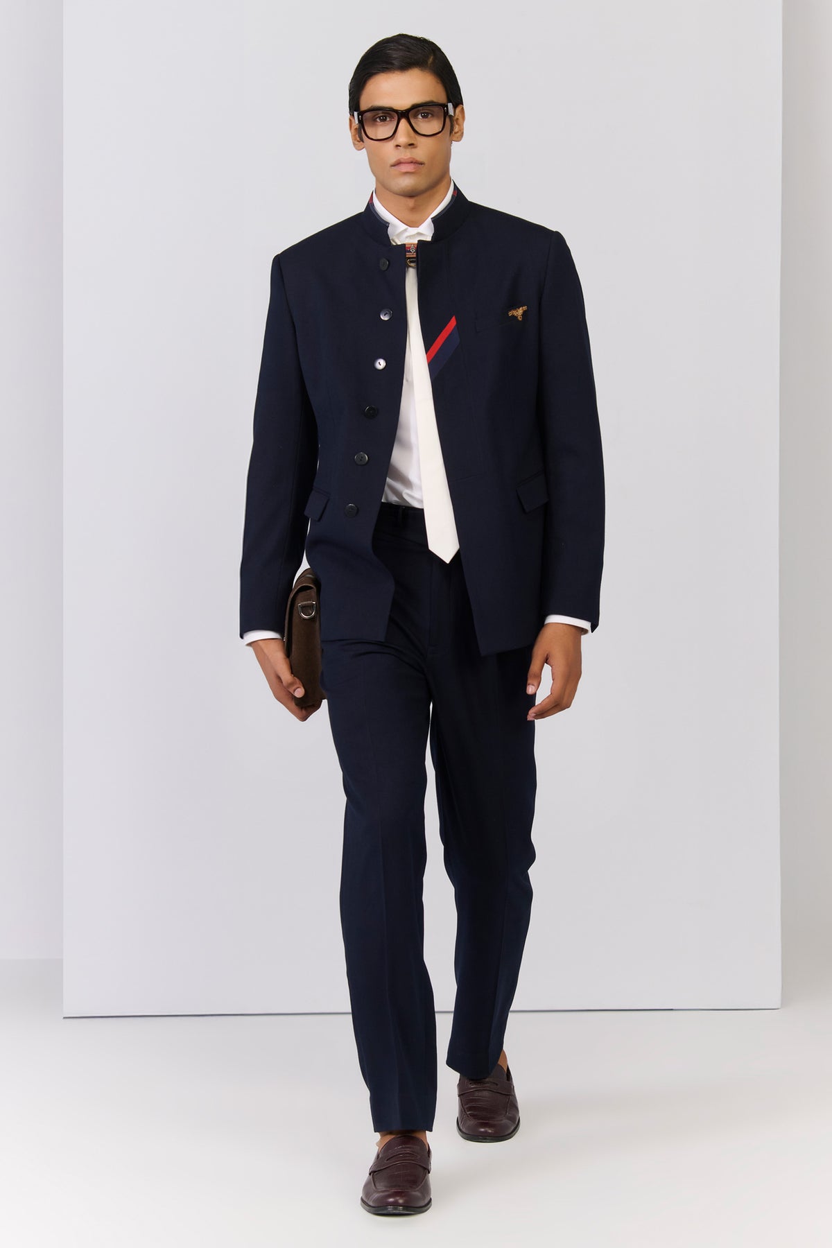 Navy Bandhgala with Signature Detailing