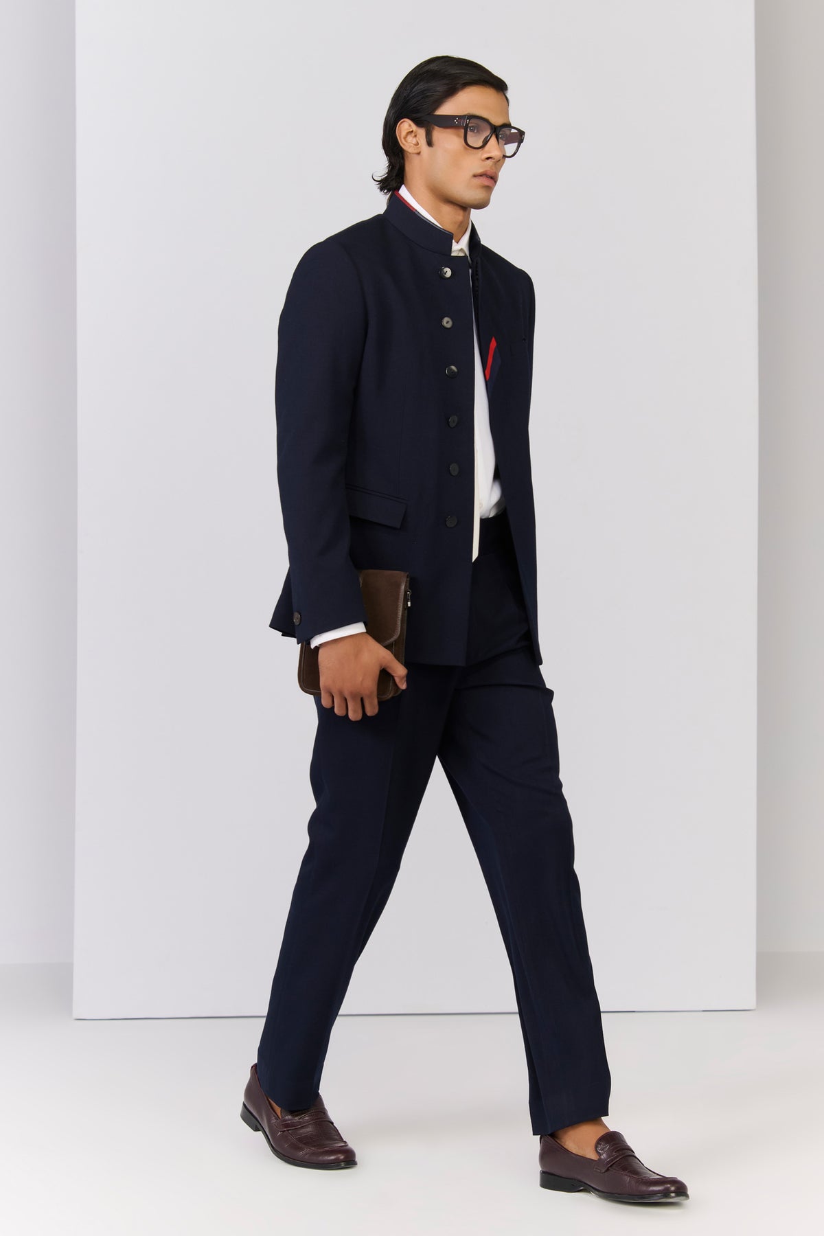 Navy Bandhgala with Signature Detailing
