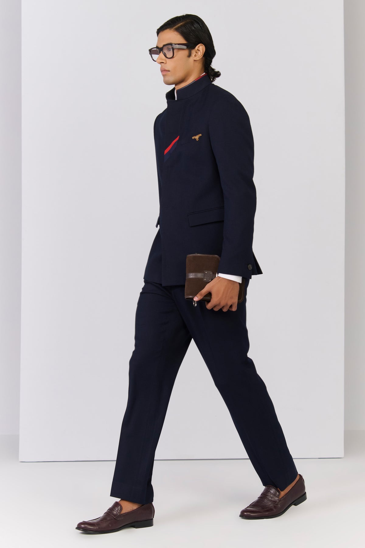 Navy Bandhgala with Signature Detailing