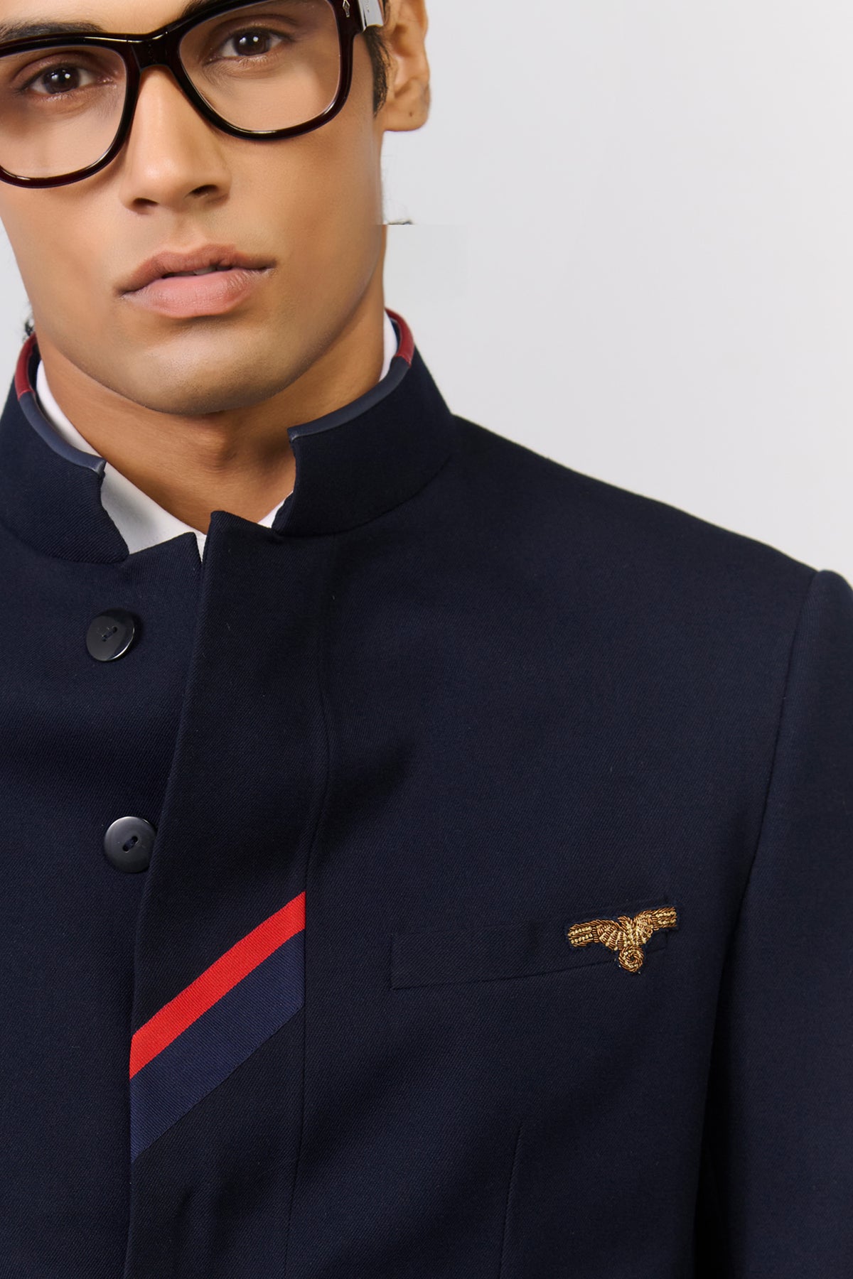 Navy Bandhgala with Signature Detailing