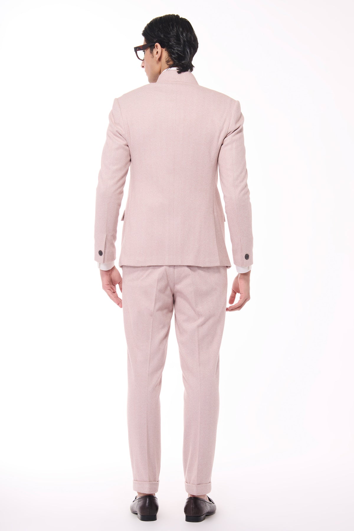 Pink Herringbone Bandhgala