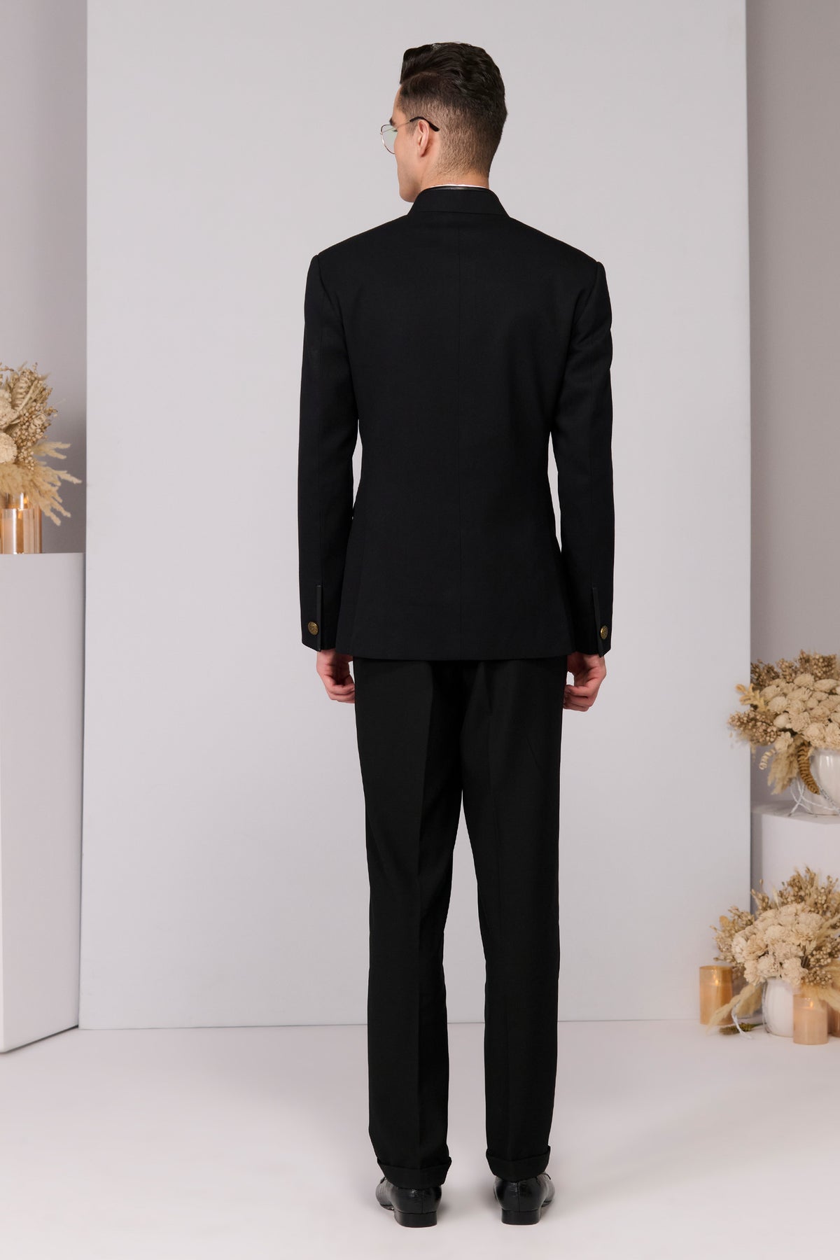 Black Bandhgala with Cord Embroidery