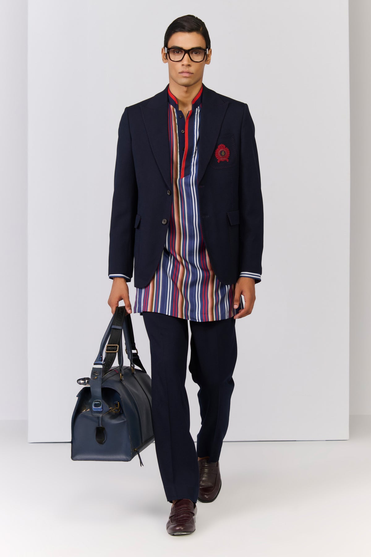 Navy Jacket with Cherry Crest