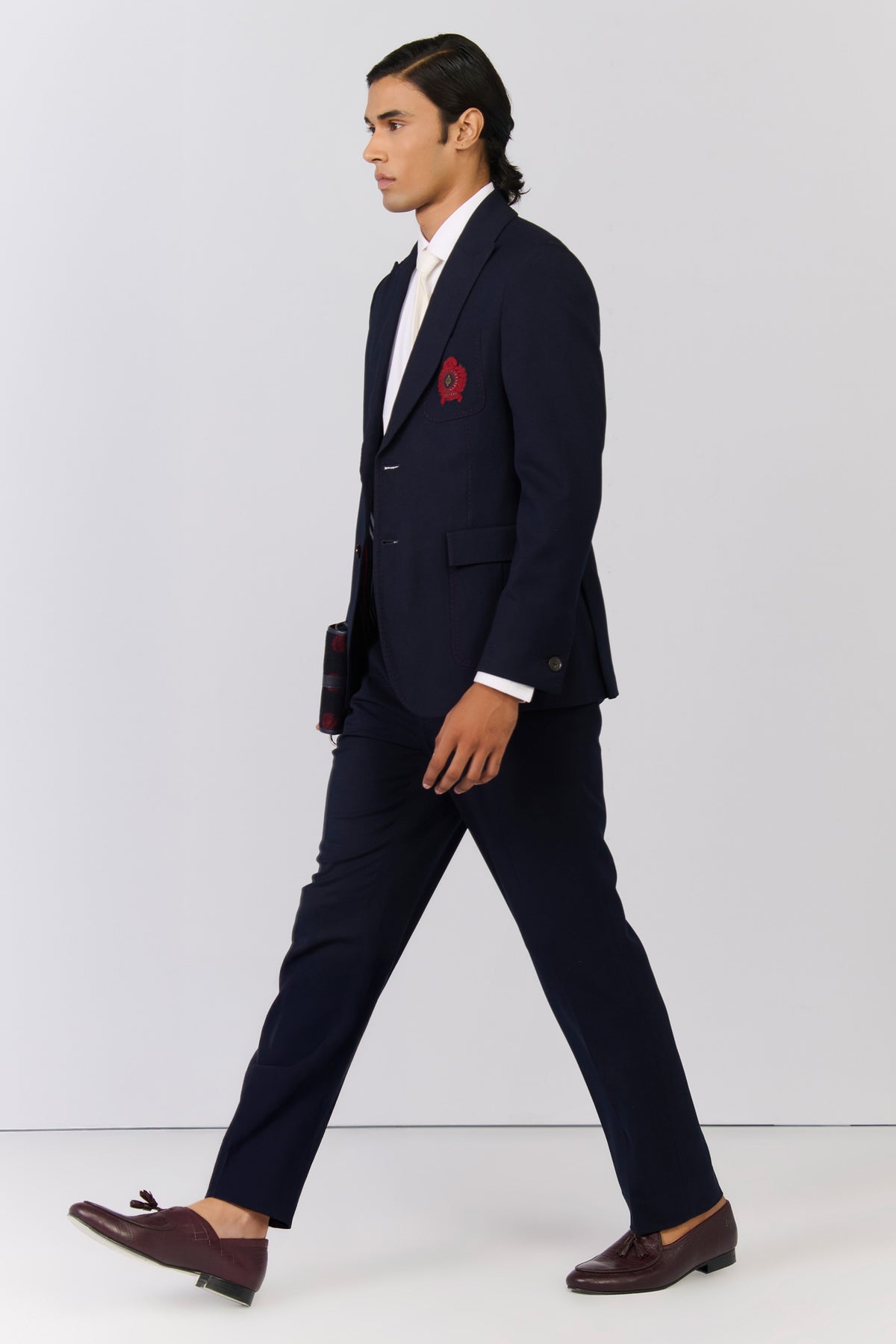 Navy Jacket with Cherry Crest