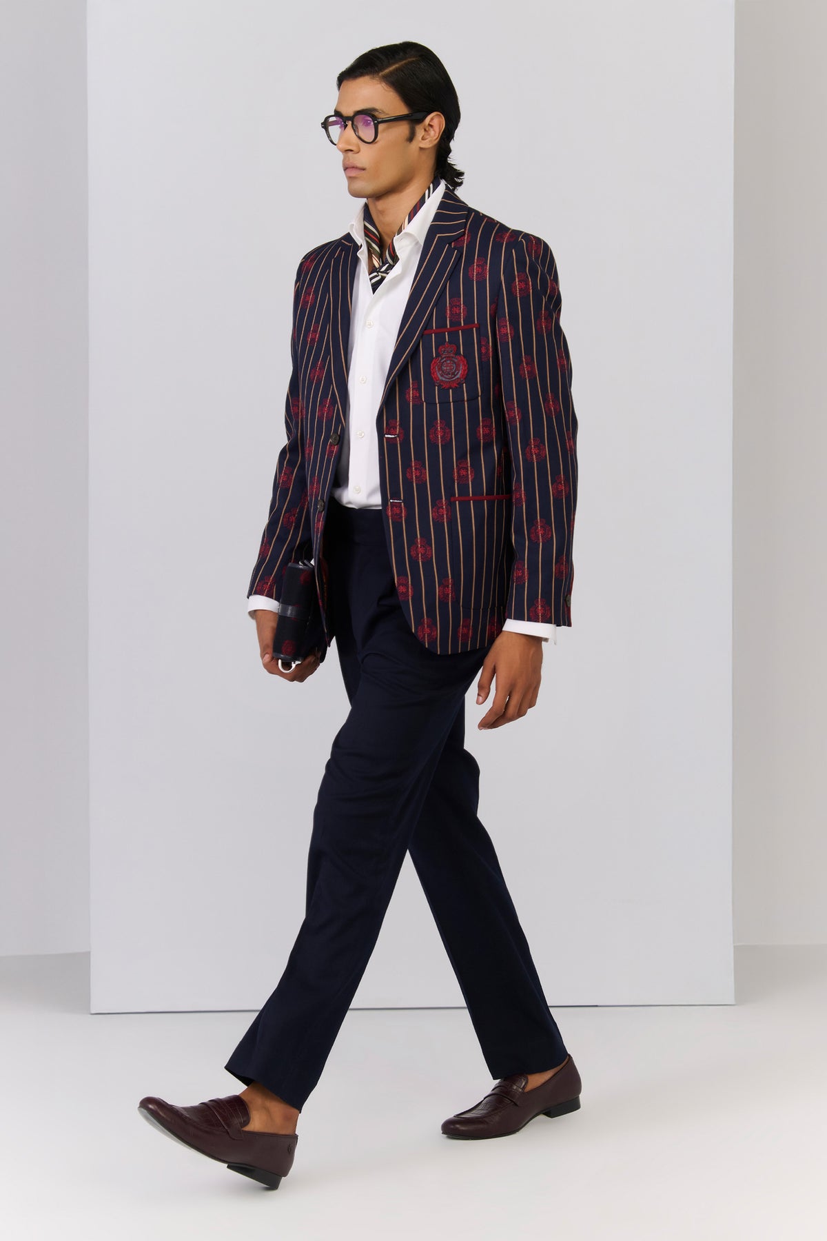 Navy crested embroidered Jacket