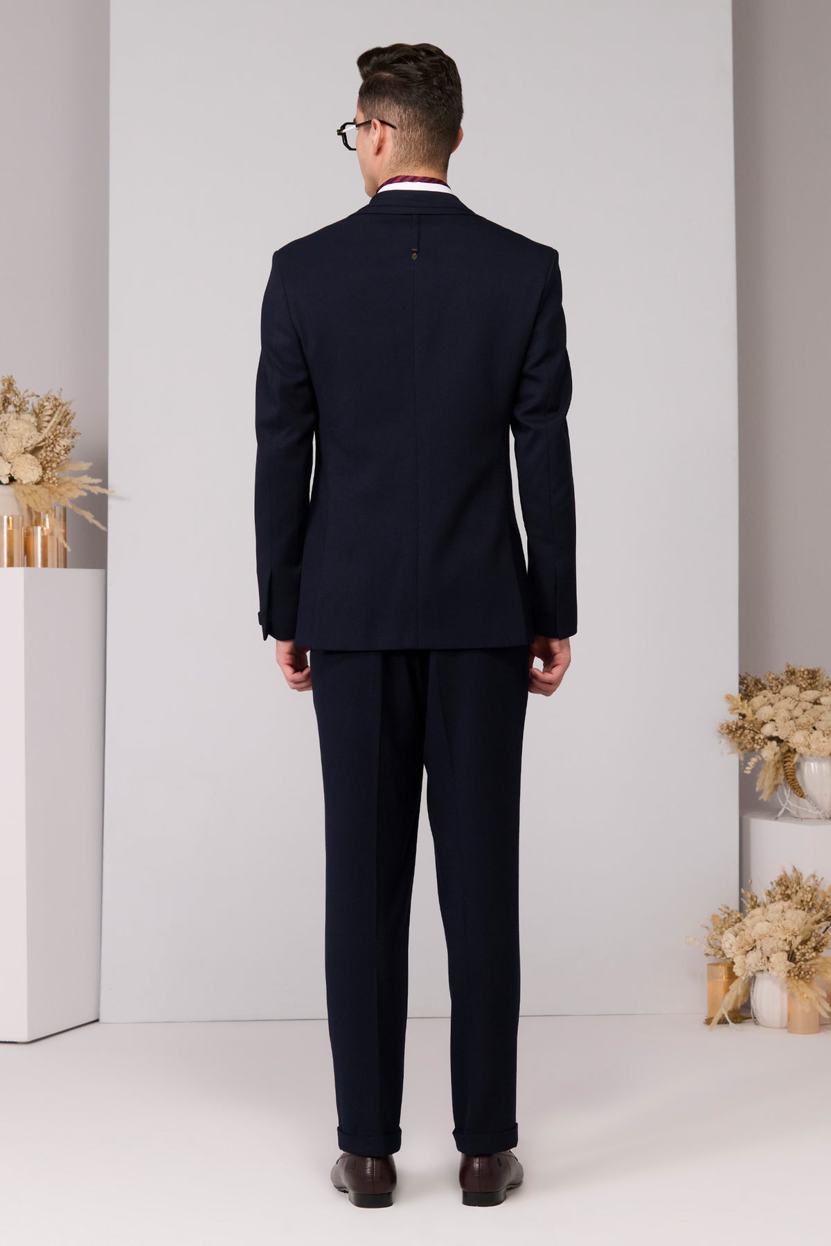 Navy Jacket with Red Thread Work