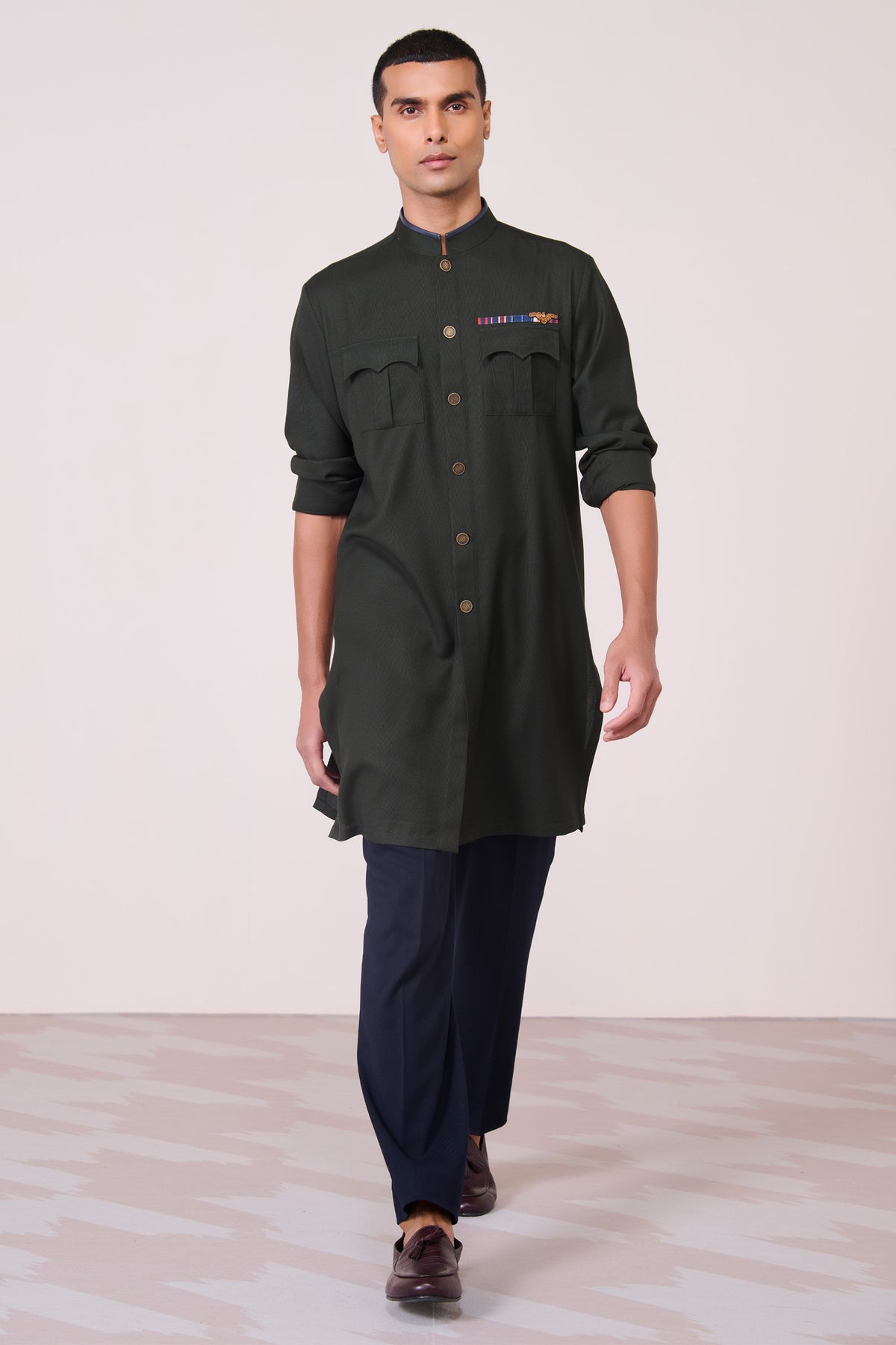 Military Green Cargo Kurta