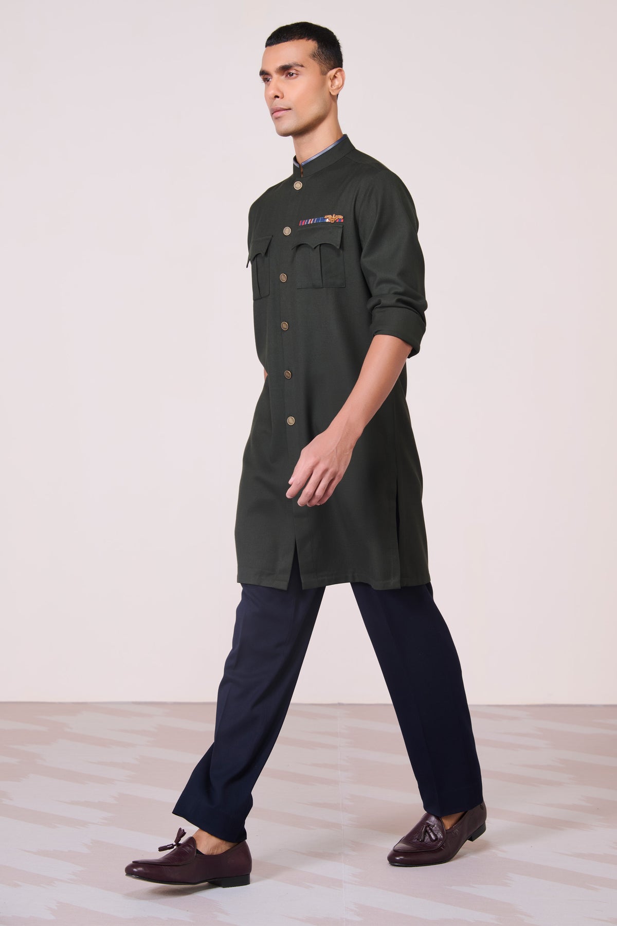 Military Green Cargo Kurta