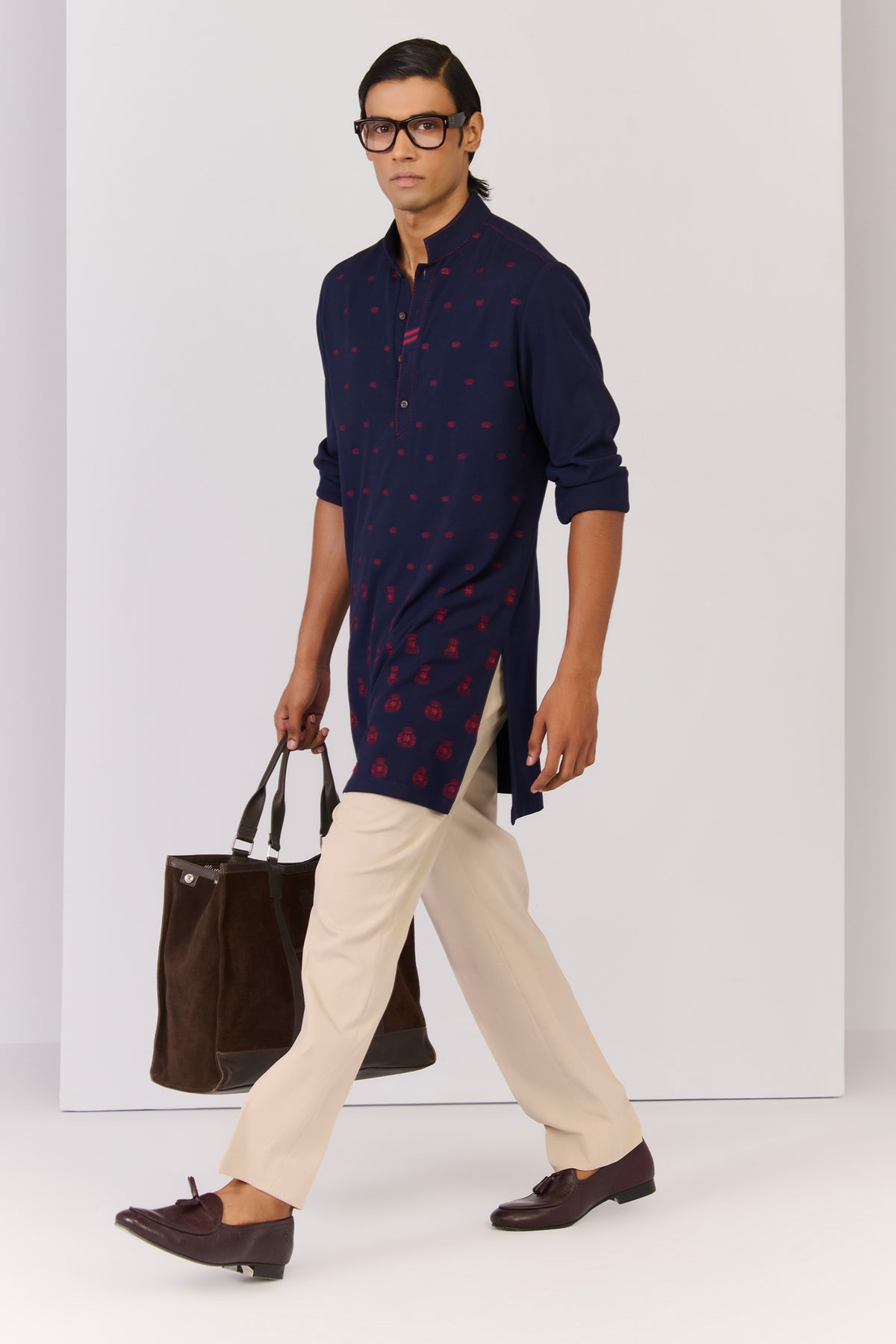 Navy Ombre Embroidered Kurta