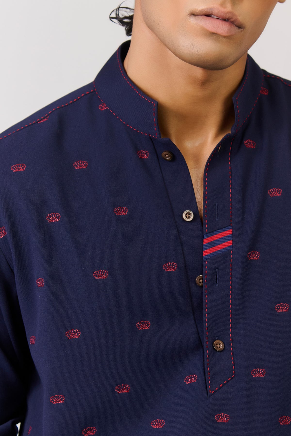 Navy Ombre Embroidered Kurta