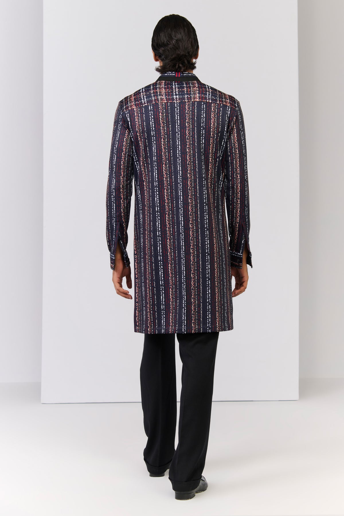 Multi-coloured Striped Crepe Kurta