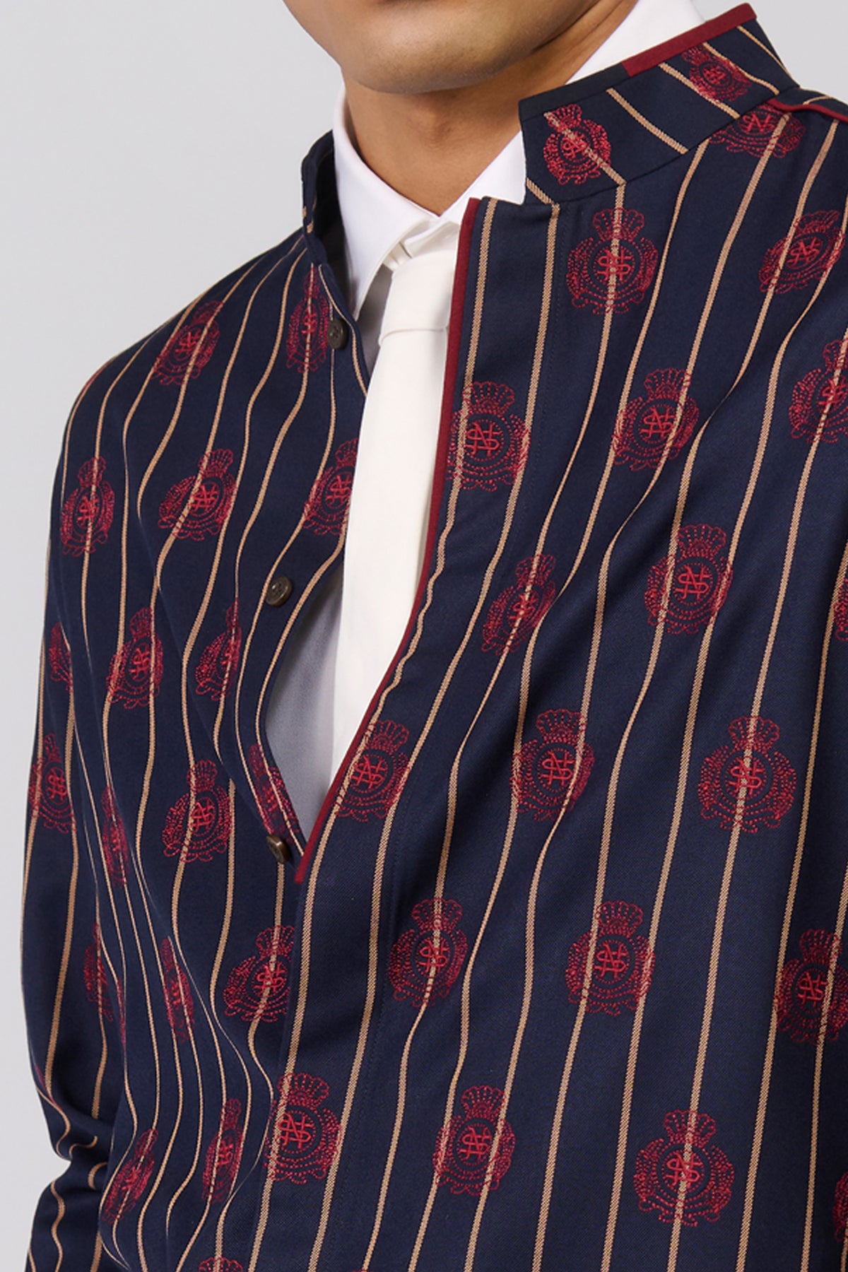 Navy crested embroidered Kurta