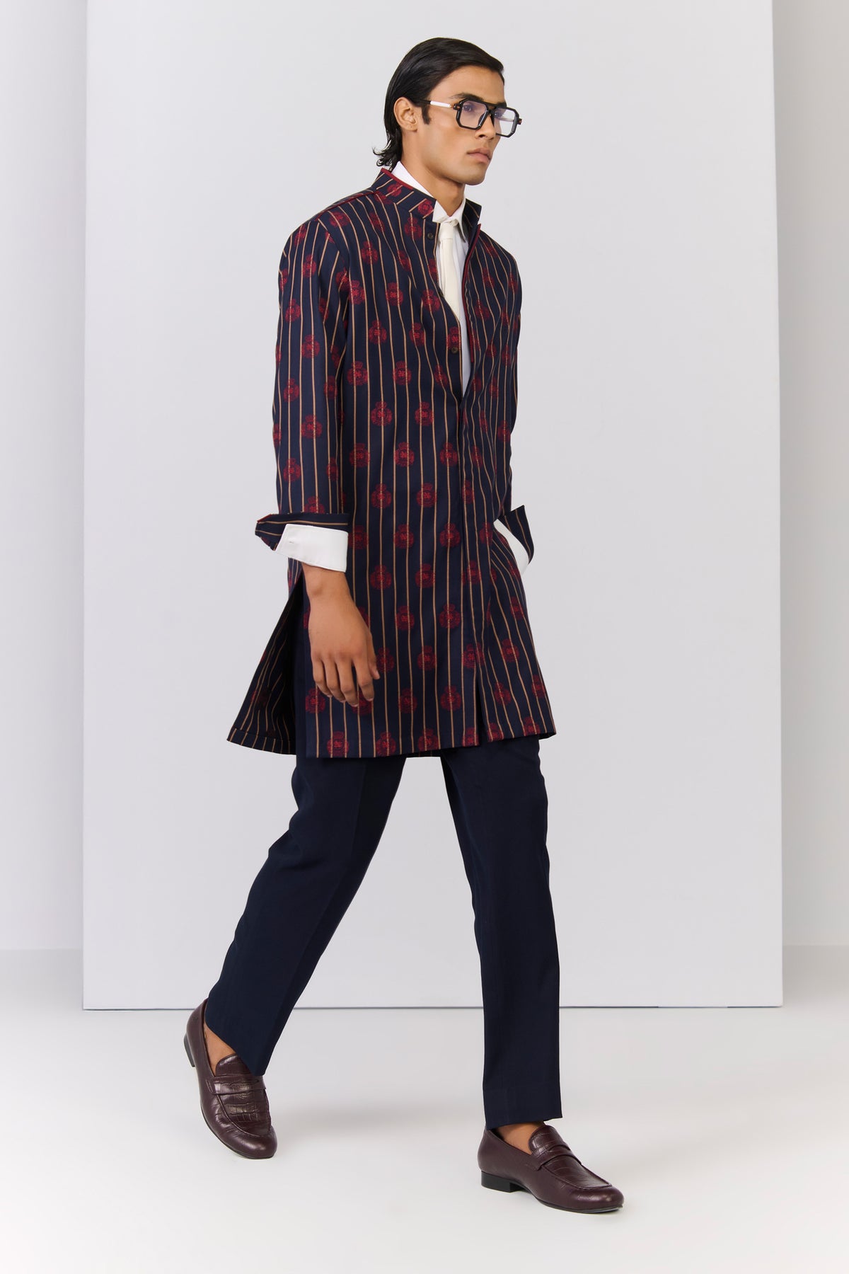 Navy crested embroidered Kurta