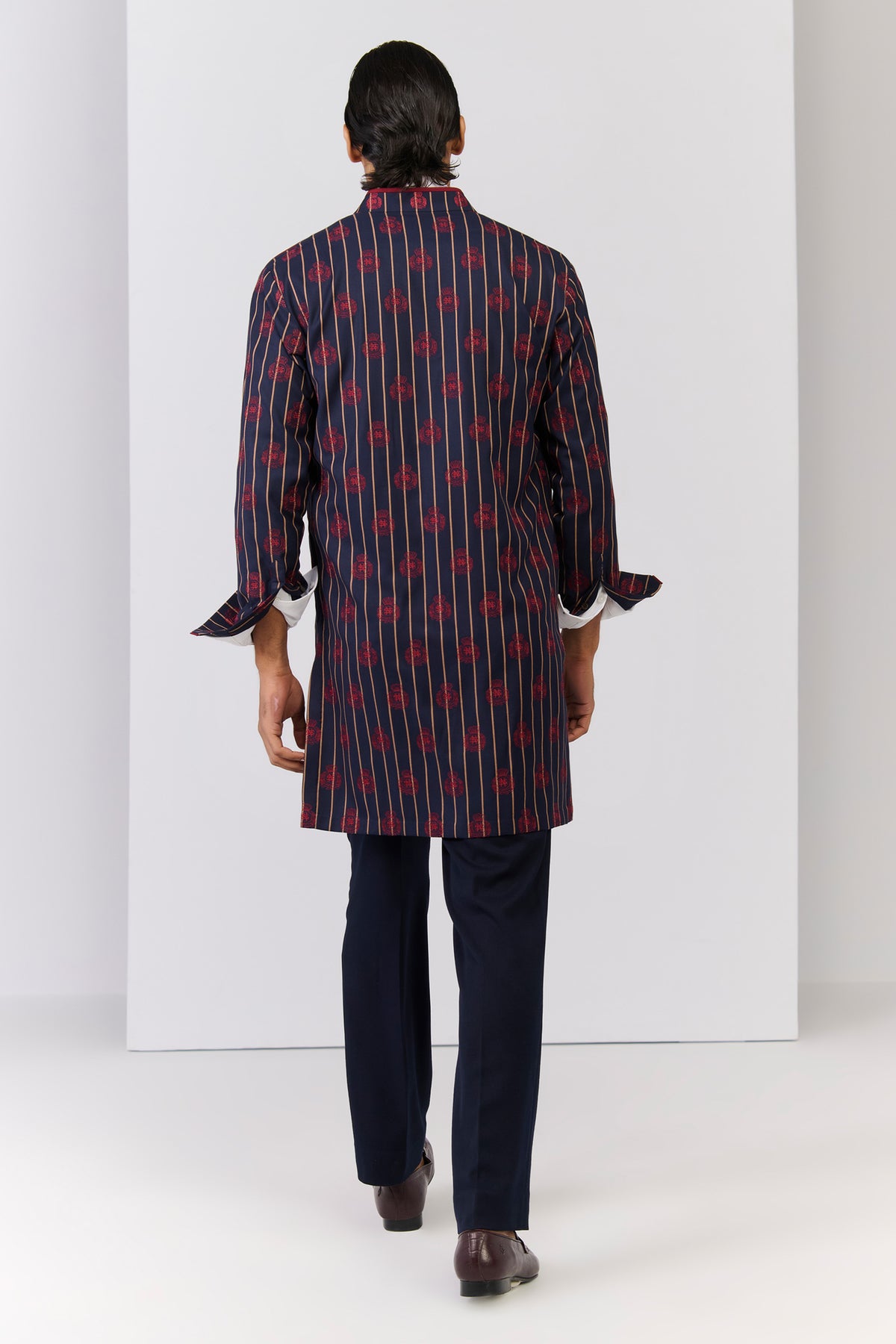 Navy crested embroidered Kurta