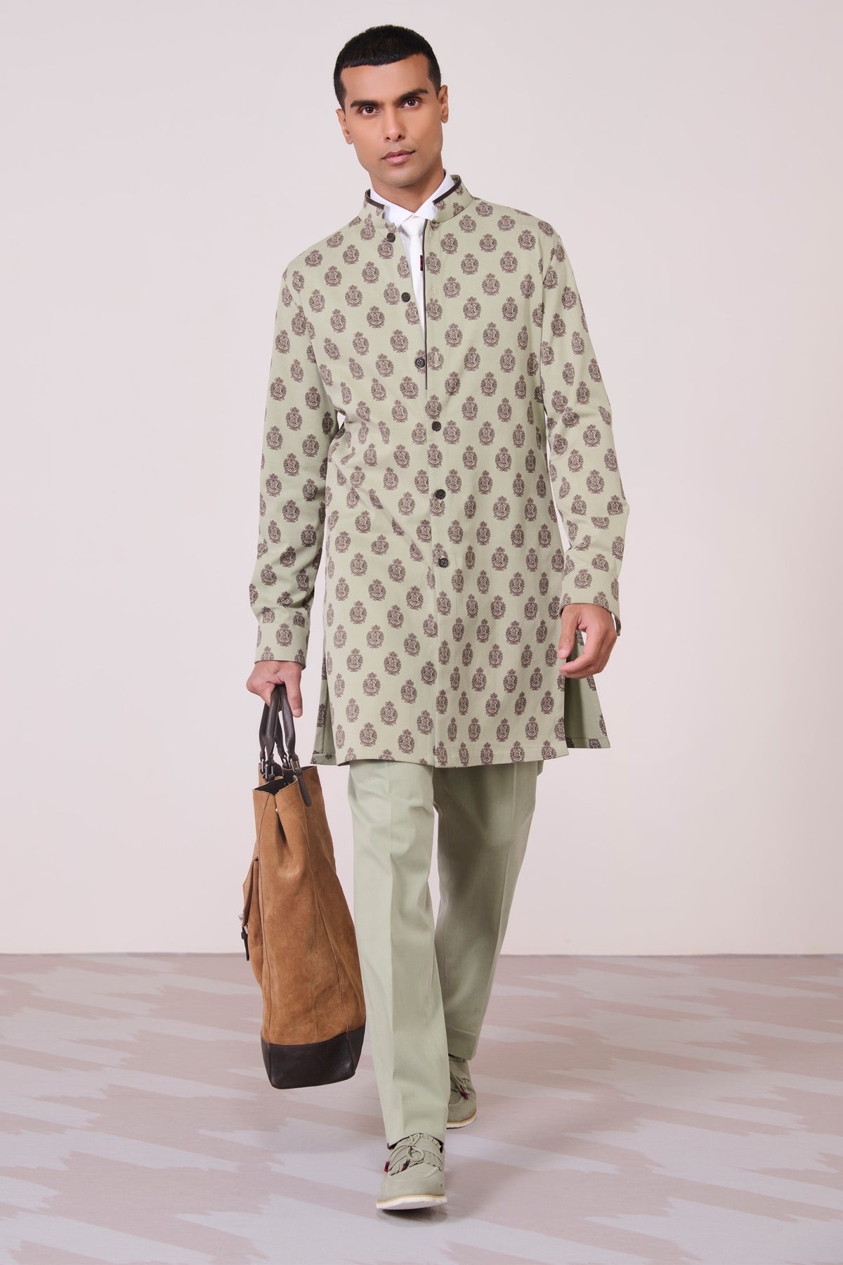 Olive Embroidered Kurta