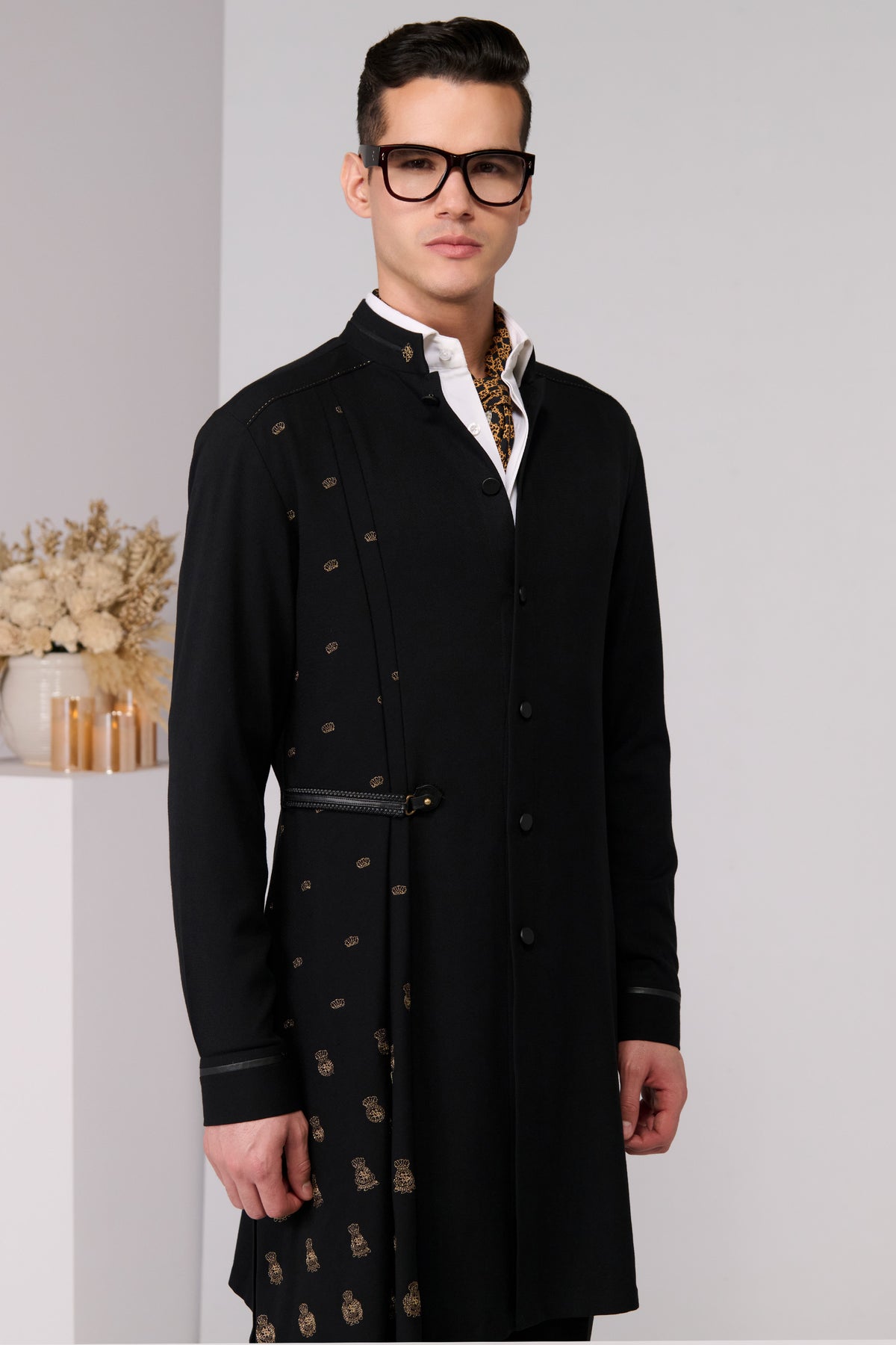 Black Neo-Draped Kurta