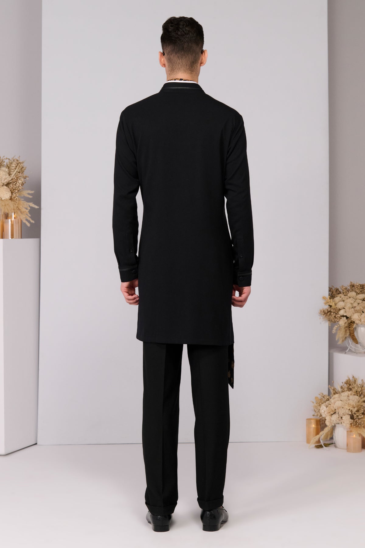 Black Neo-Draped Kurta