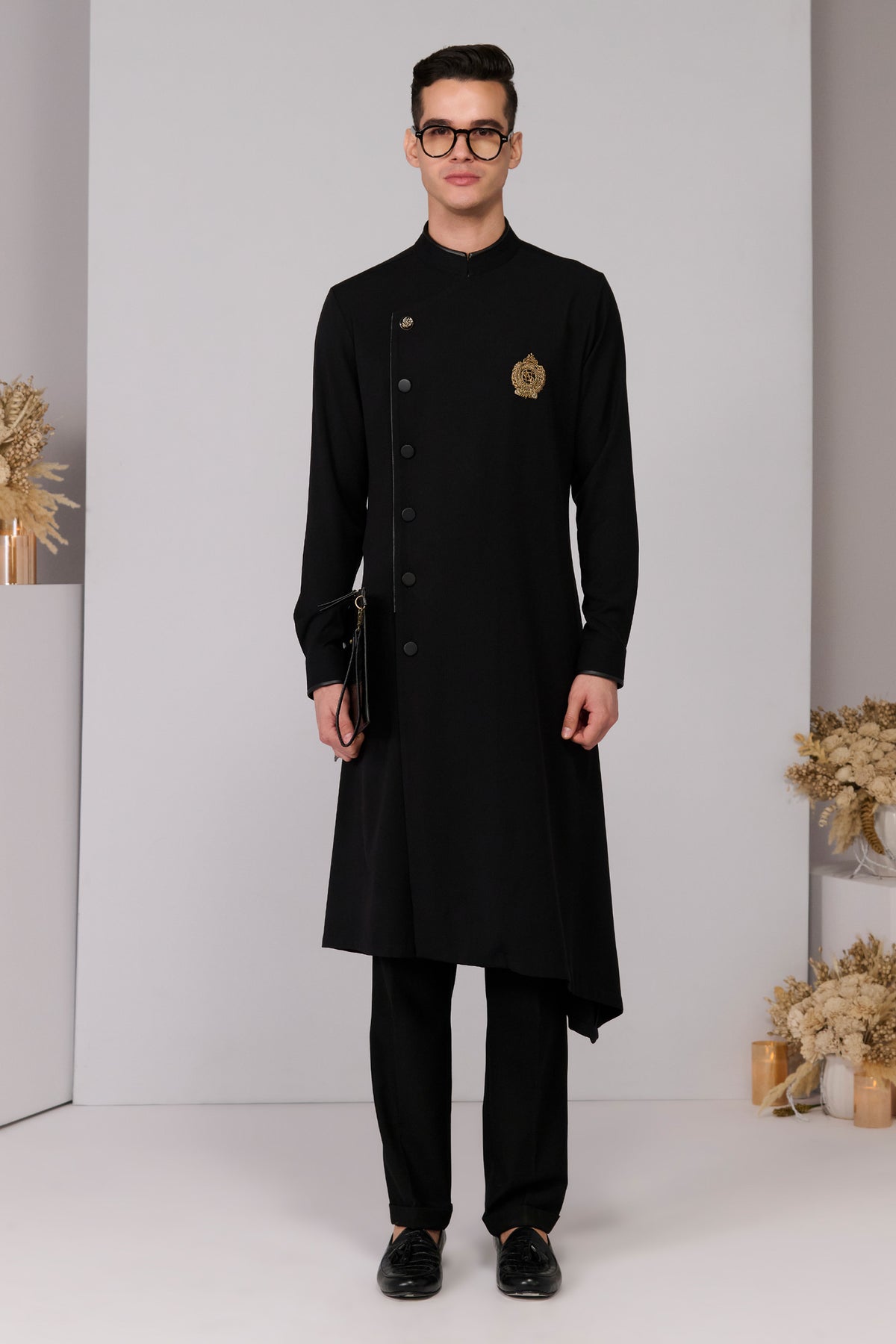 Black Minimalistic Asymmetric Kurta