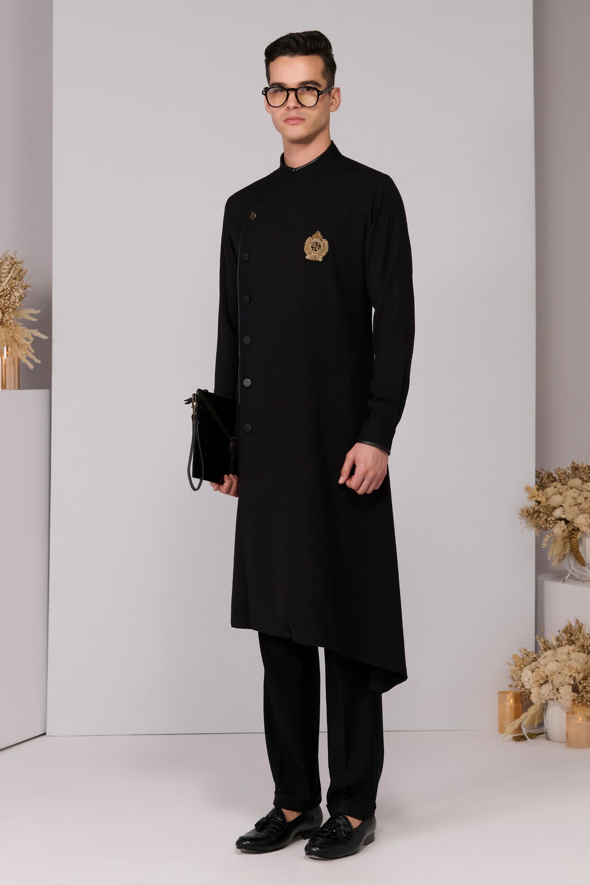 Black Minimalistic Asymmetric Kurta