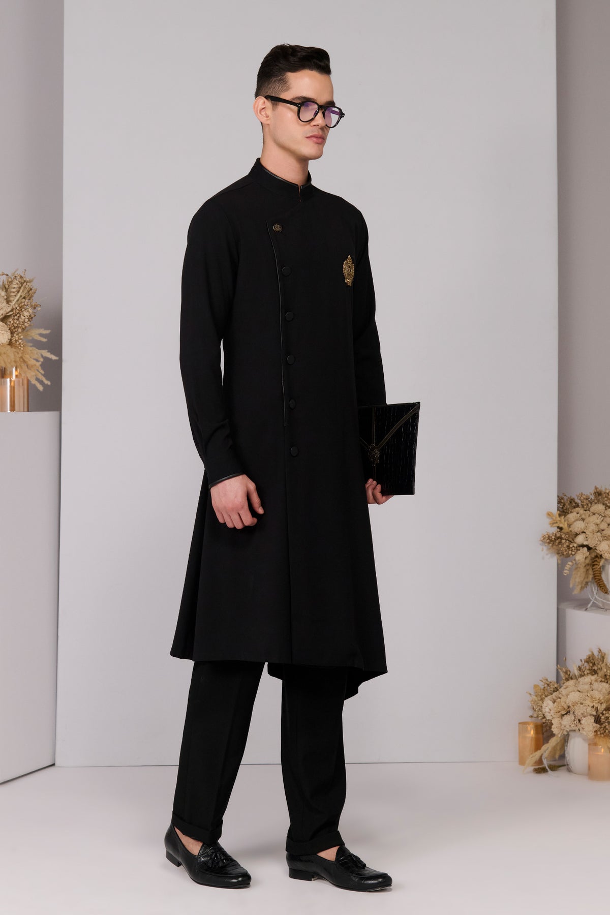Black Minimalistic Asymmetric Kurta