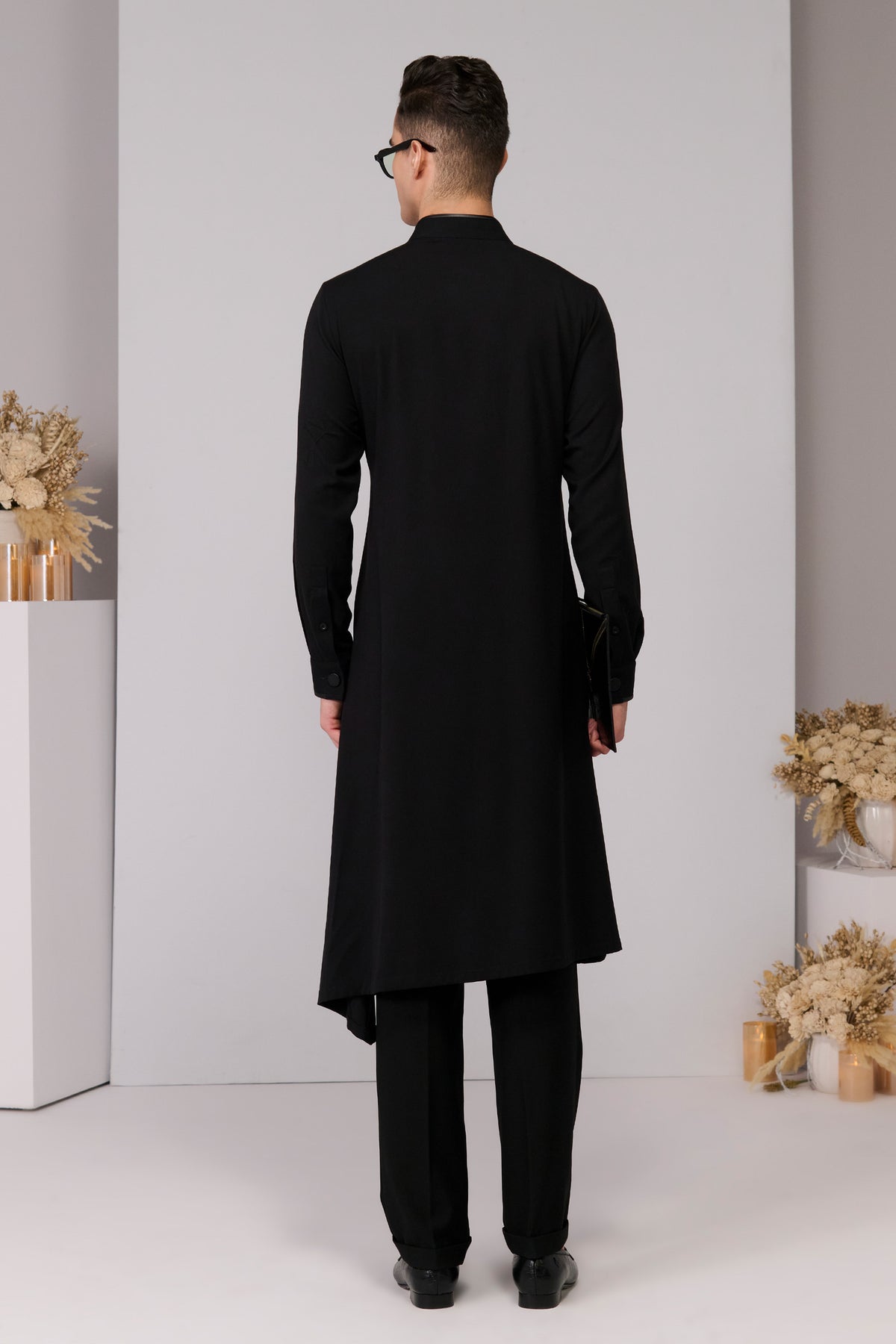 Black Minimalistic Asymmetric Kurta