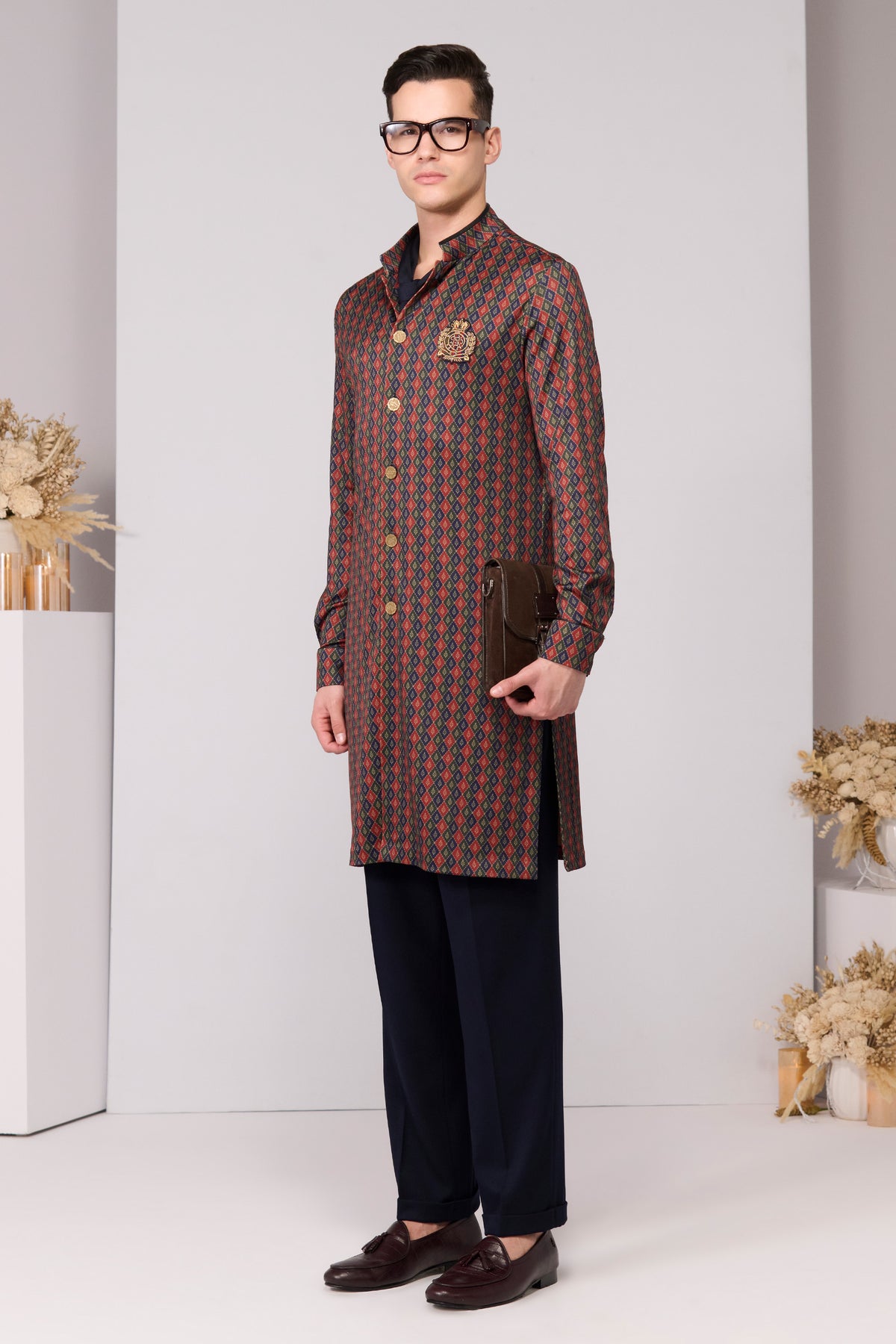 Cherry Crepe Jersey Adamas Printed Kurta