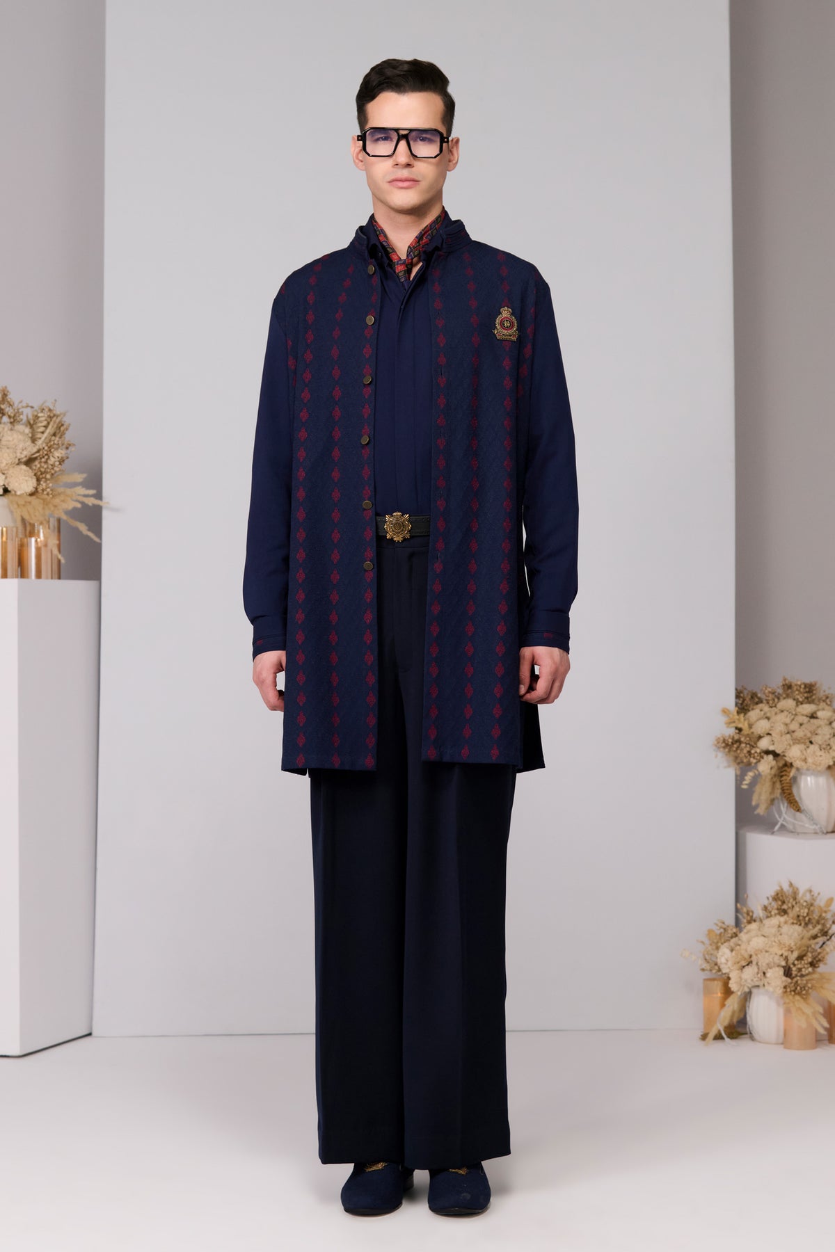 Navy Adamas Embroidered Kurta