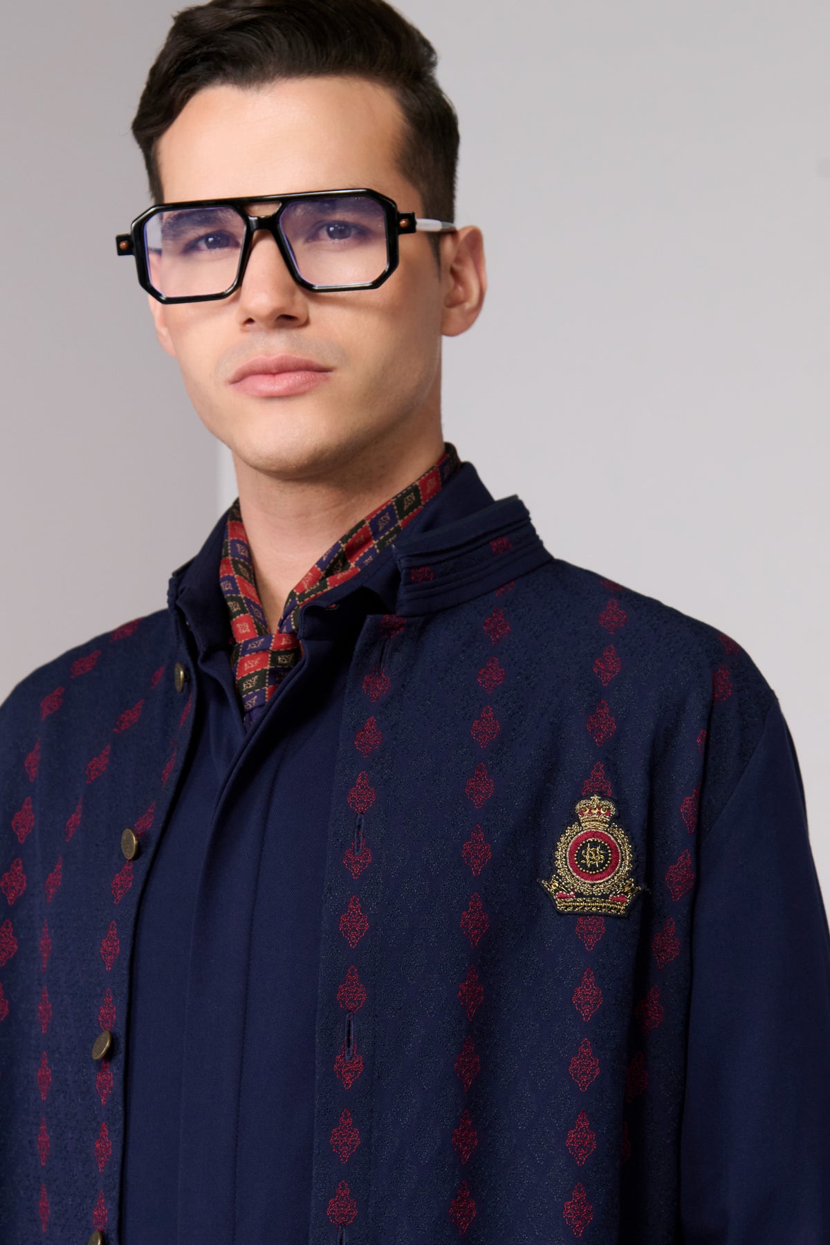 Navy Adamas Embroidered Kurta