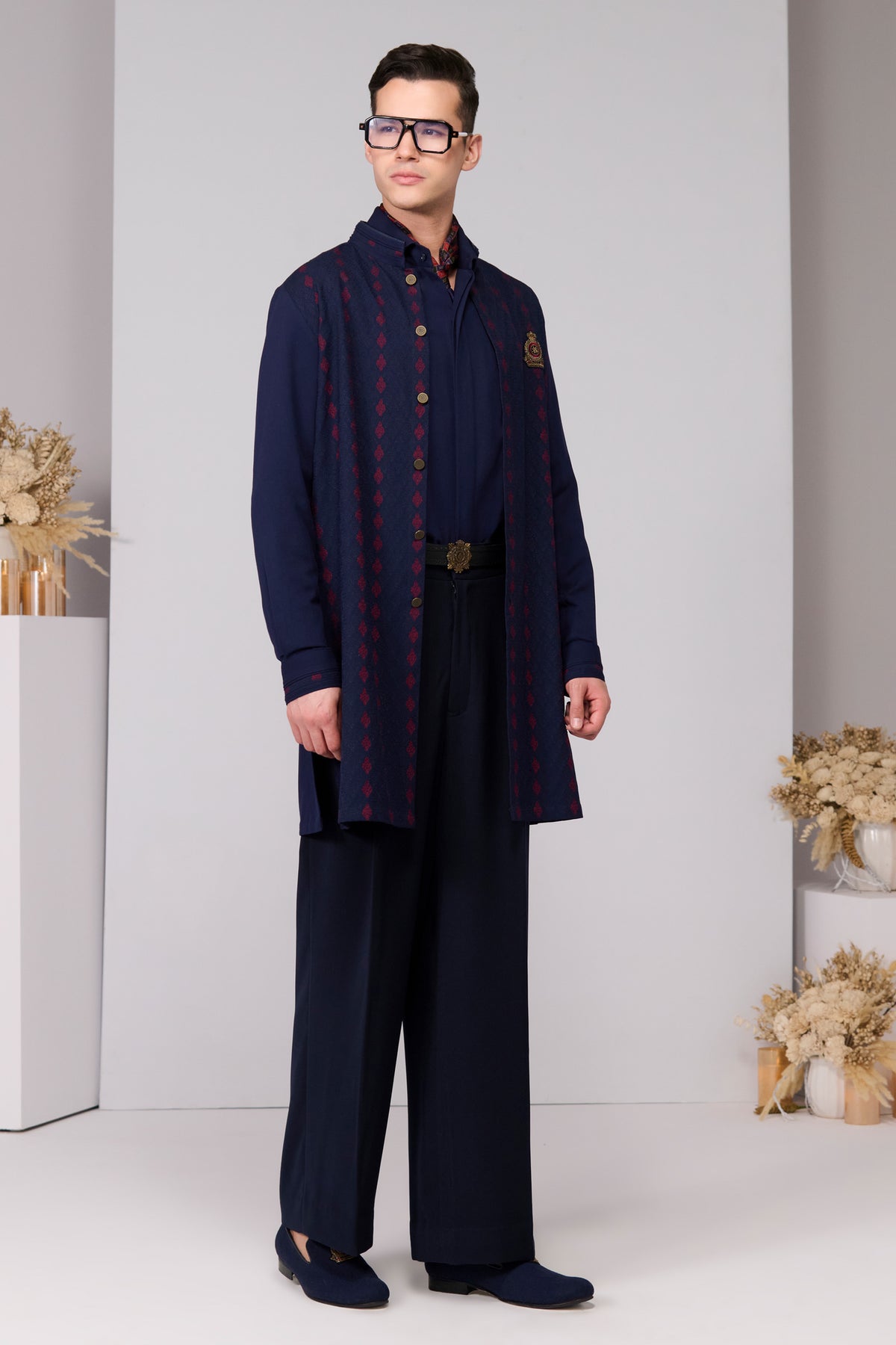 Navy Adamas Embroidered Kurta