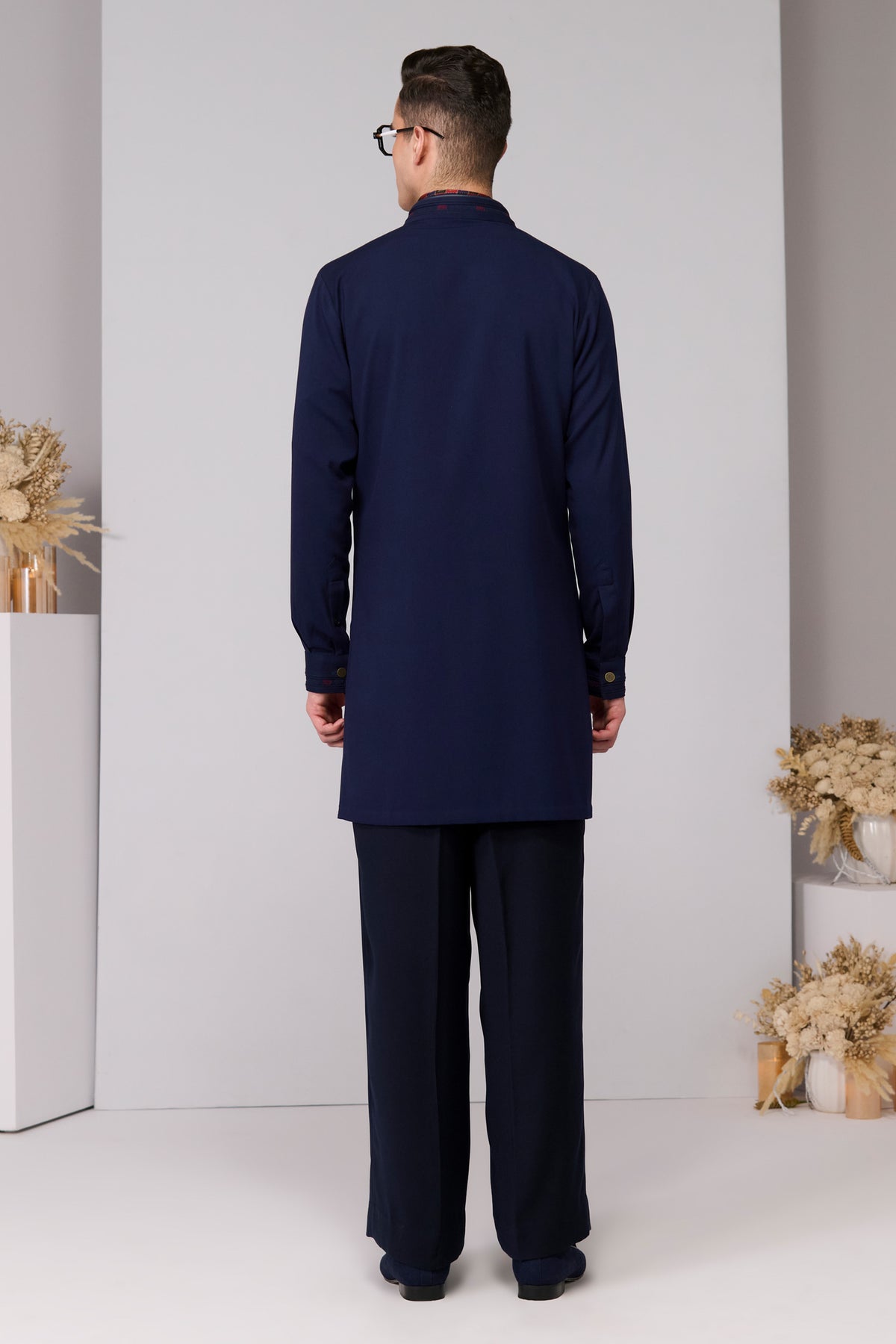 Navy Adamas Embroidered Kurta