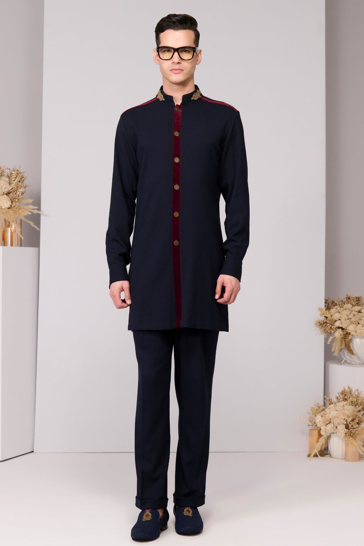 Velvet Placket Shirt Kurta