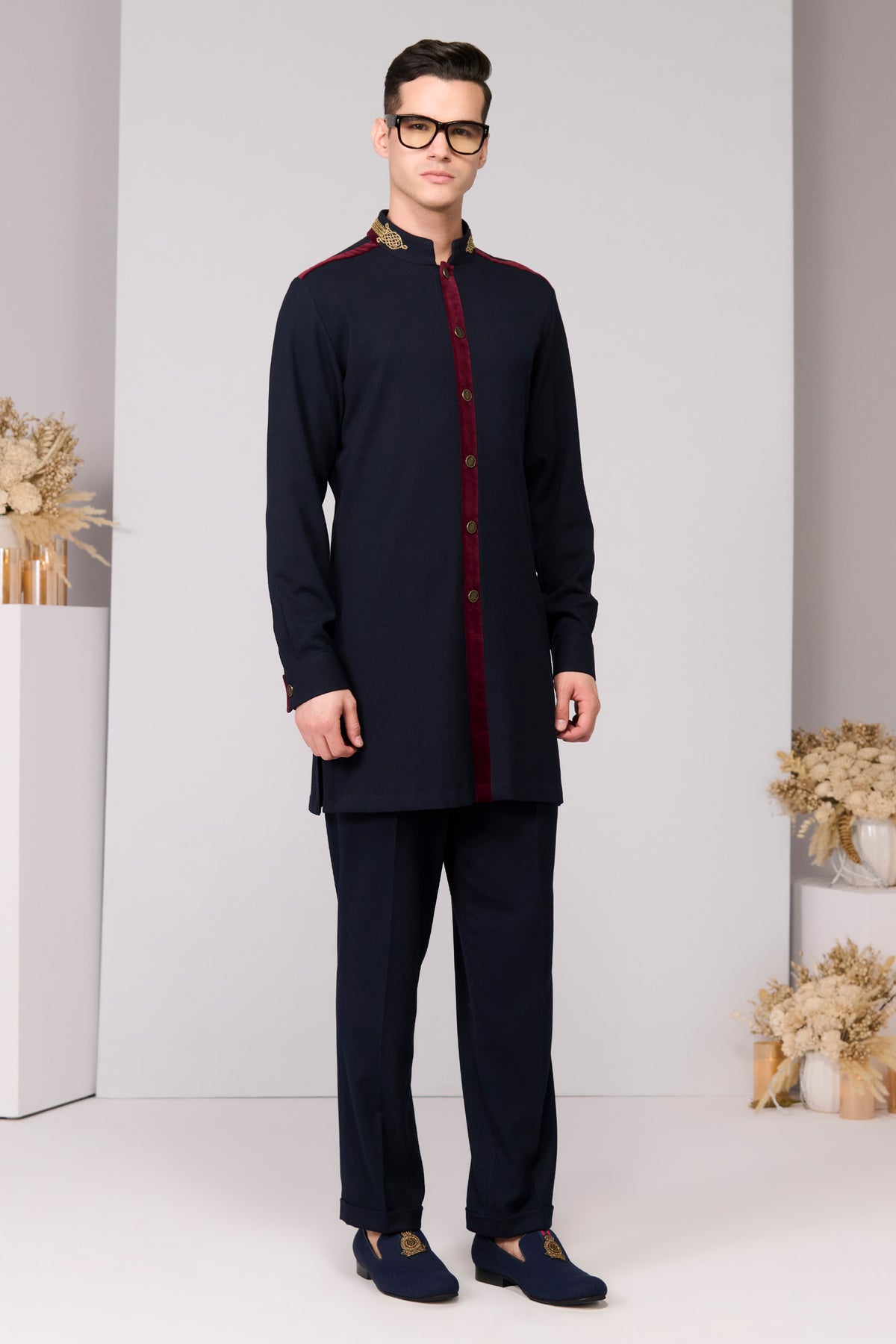 Velvet Placket Shirt Kurta
