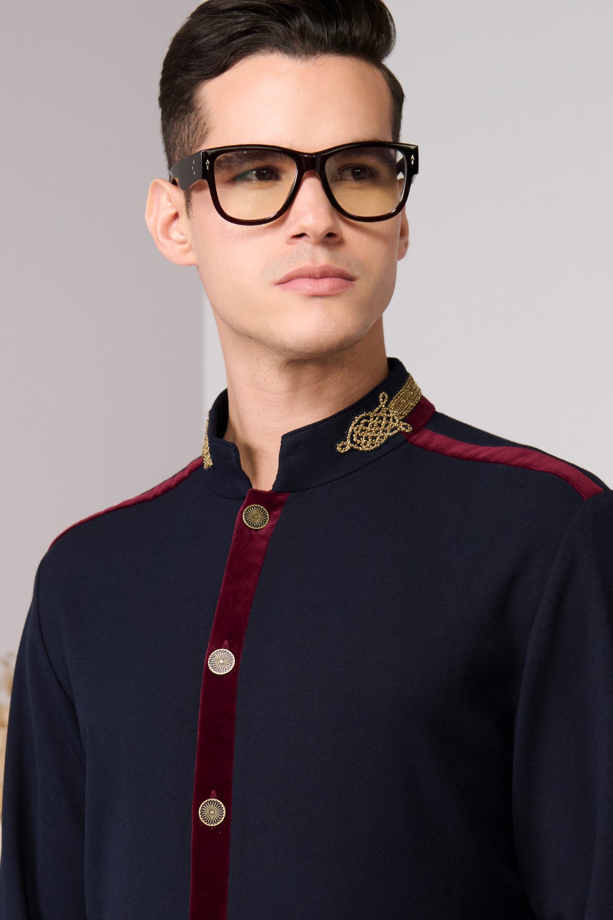Velvet Placket Shirt Kurta