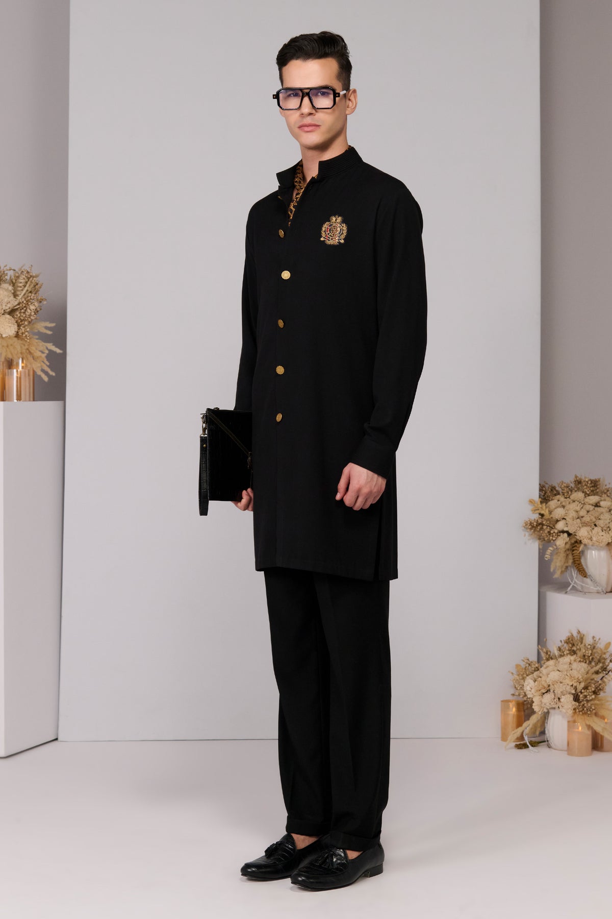 Black Crested Shirt Kurta