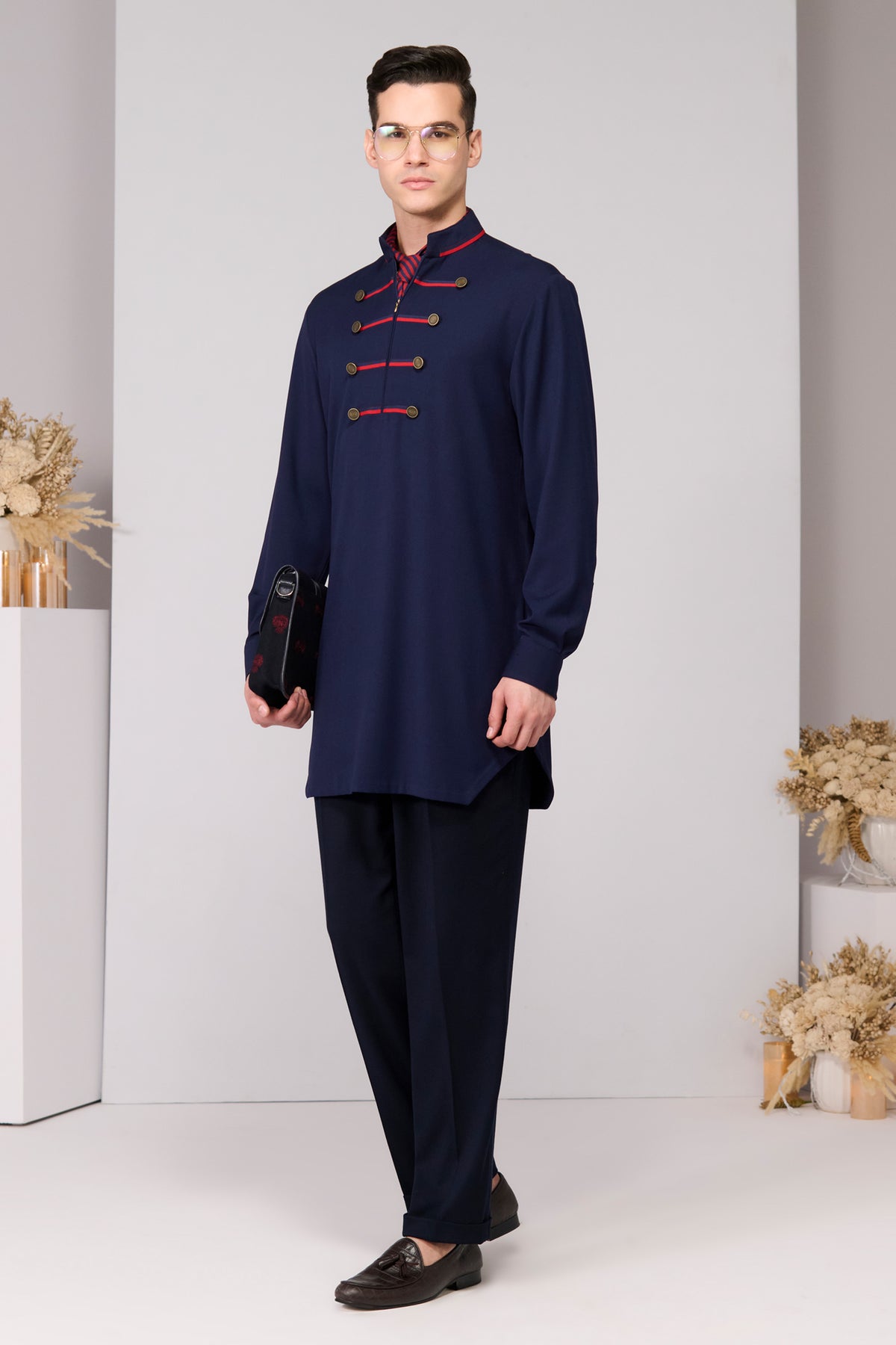 Navy Signature Taping Kurta