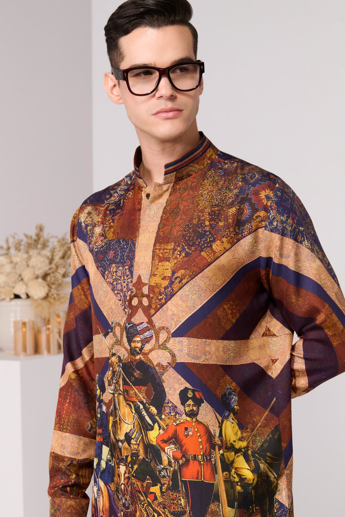 Regalia Print Silk Twill Kurta