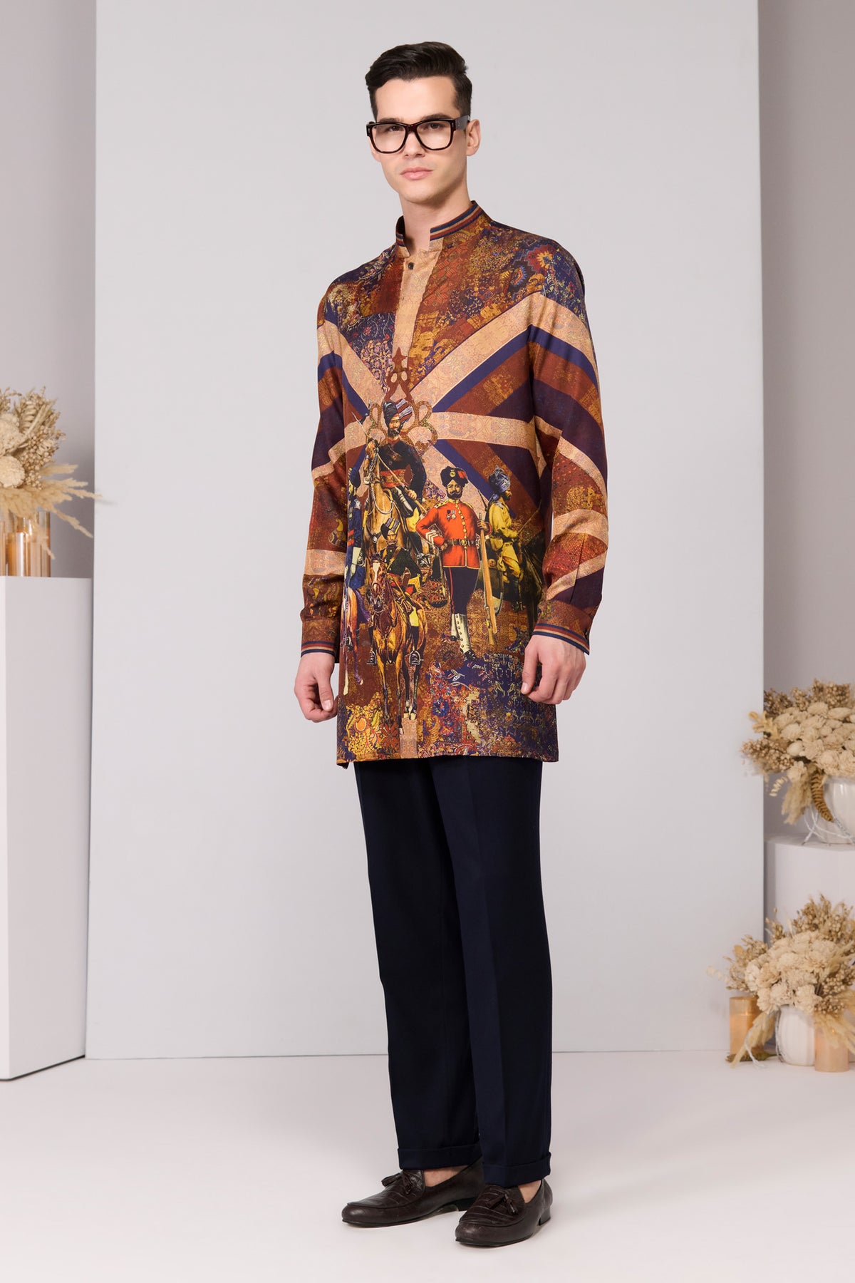 Regalia Print Silk Twill Kurta