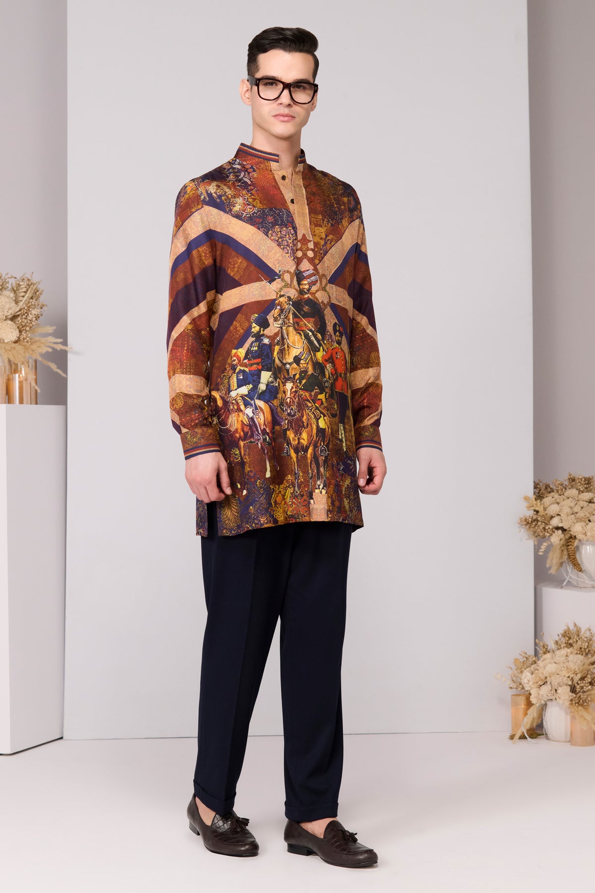 Regalia Print Silk Twill Kurta