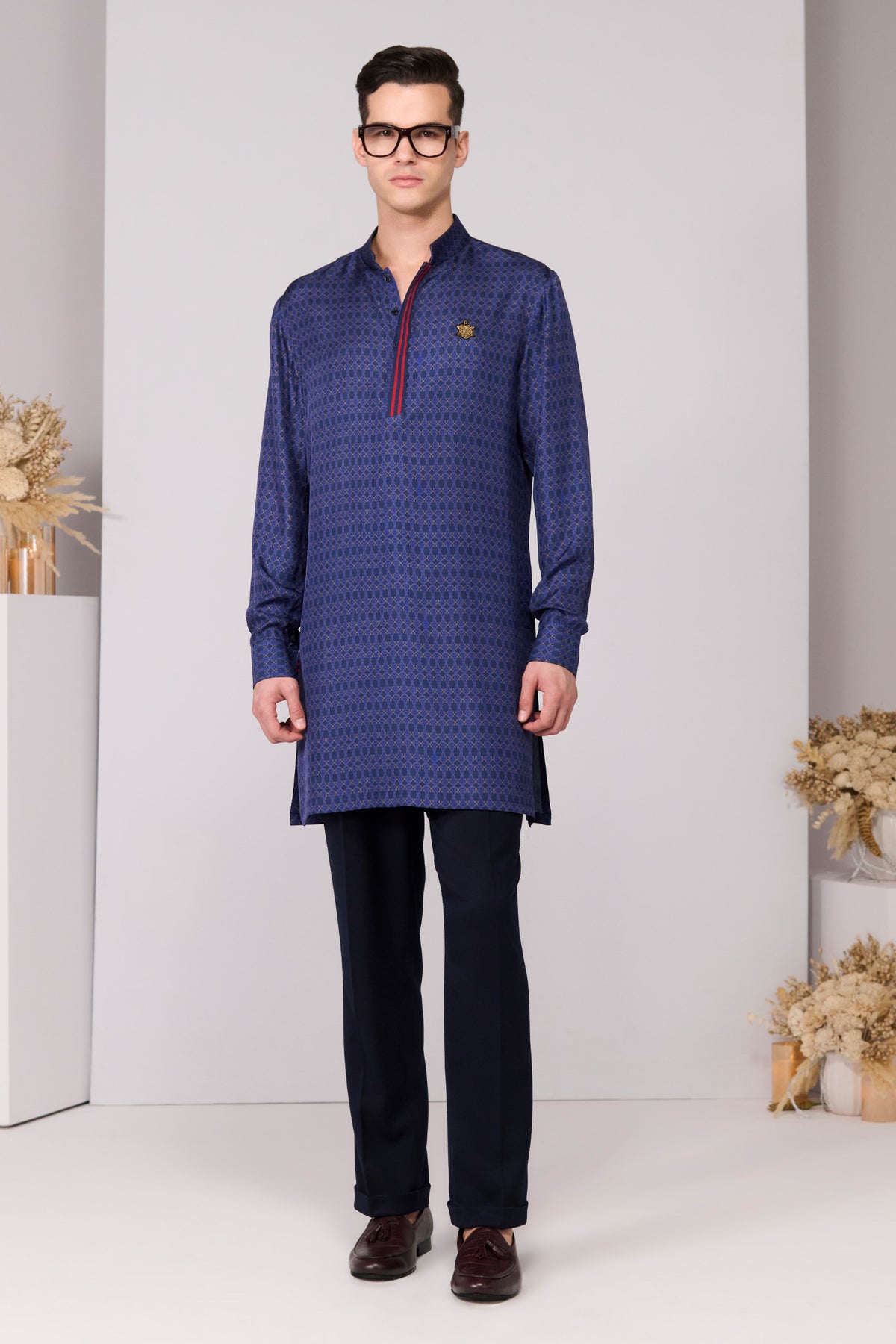 Navy Adamas Printed Kurta
