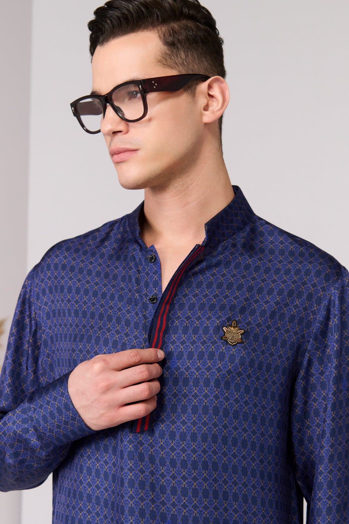 Navy Adamas Printed Kurta