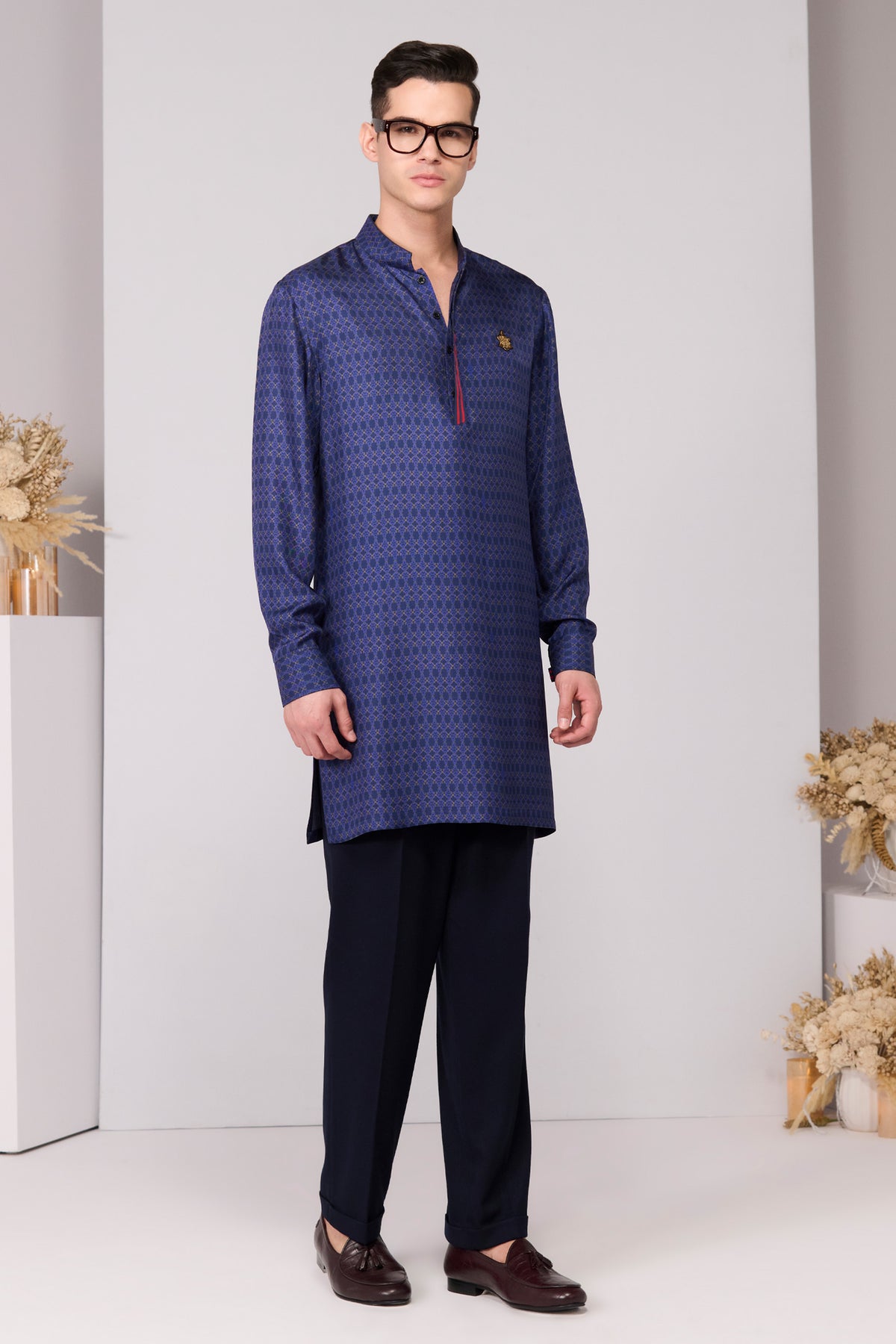Navy Adamas Printed Kurta