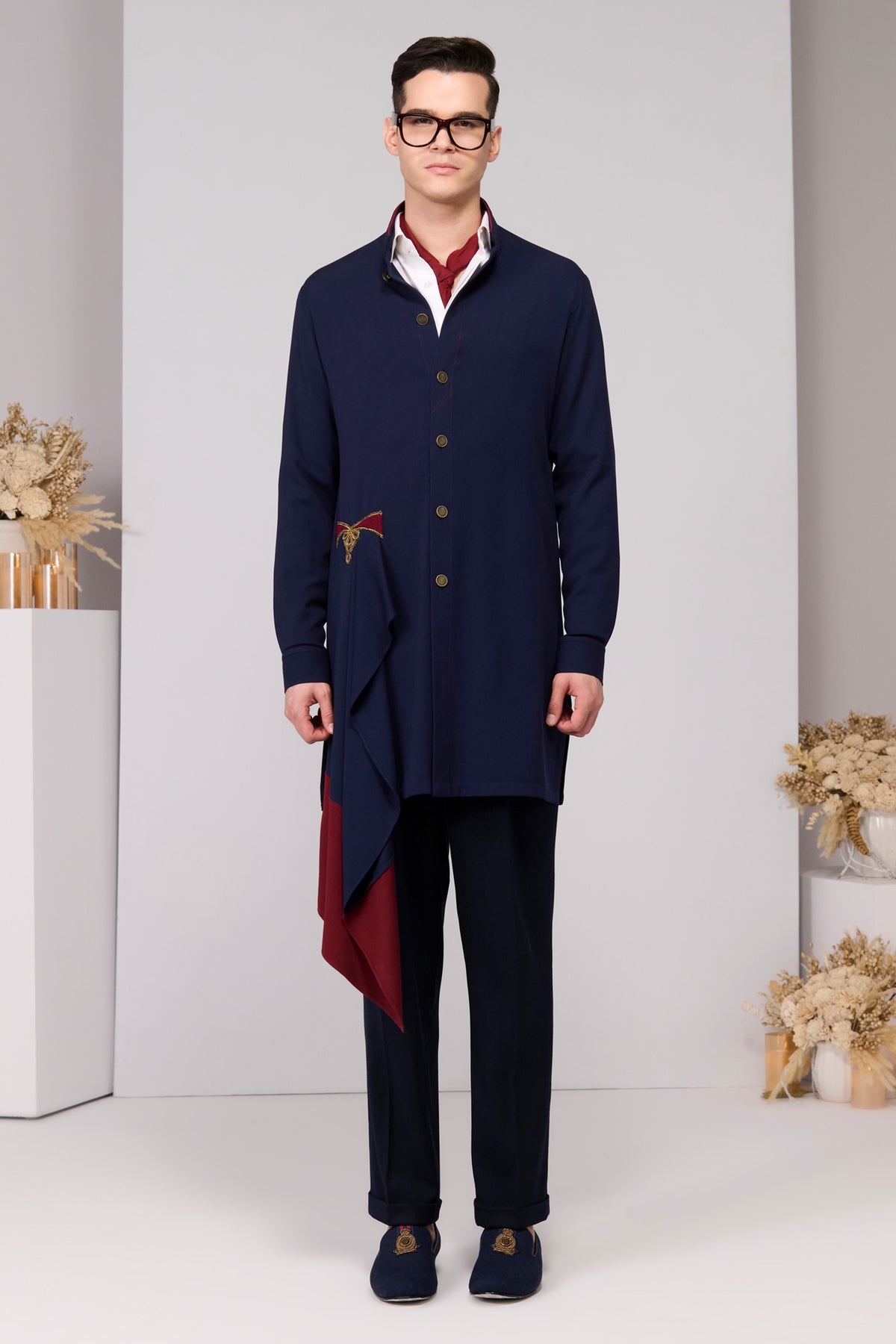 Navy Neo-Draped Kurta
