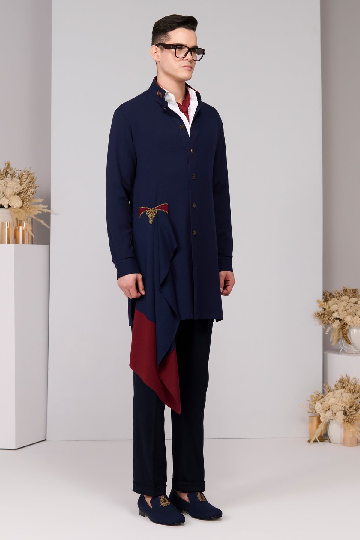 Navy Neo-Draped Kurta