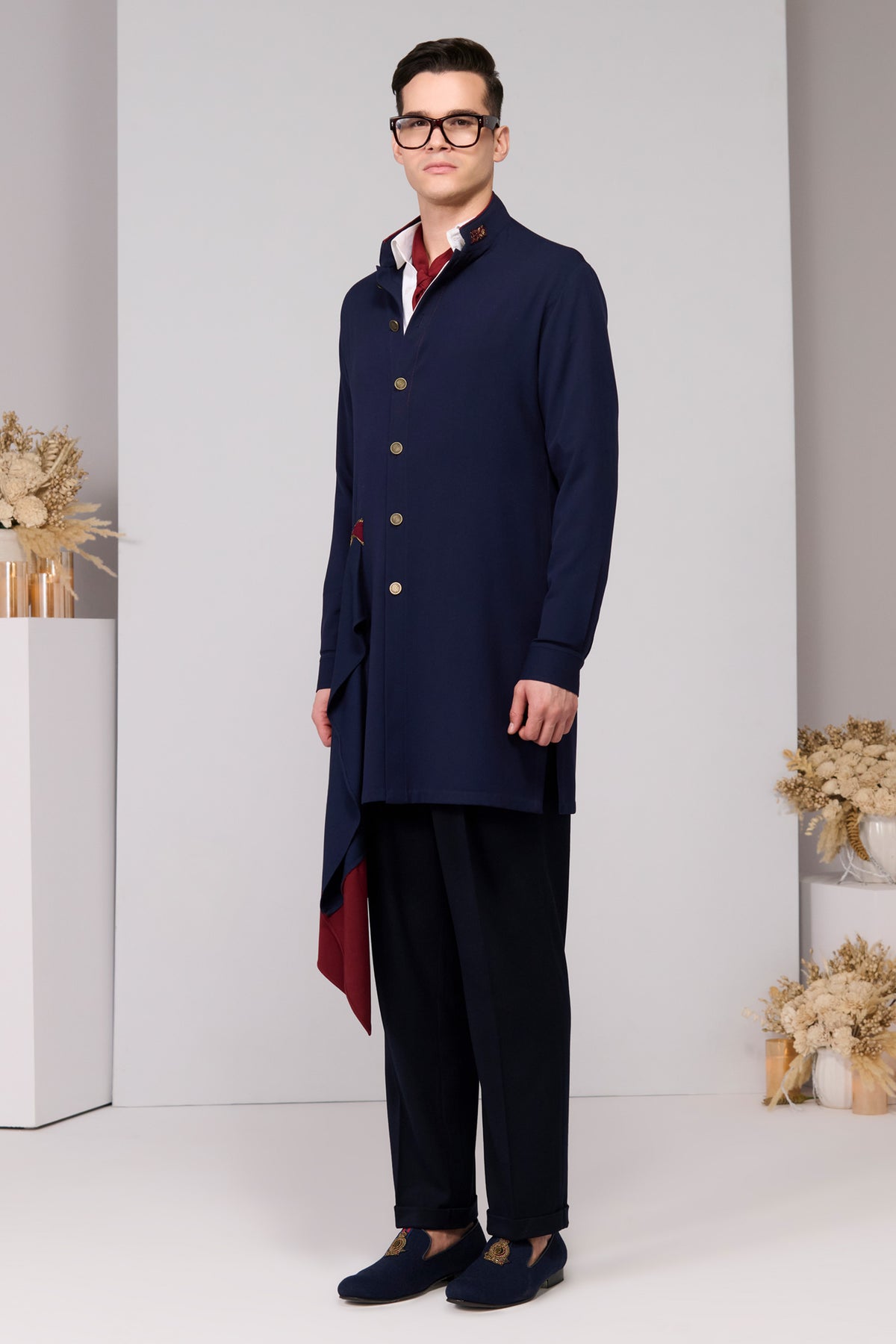 Navy Neo-Draped Kurta