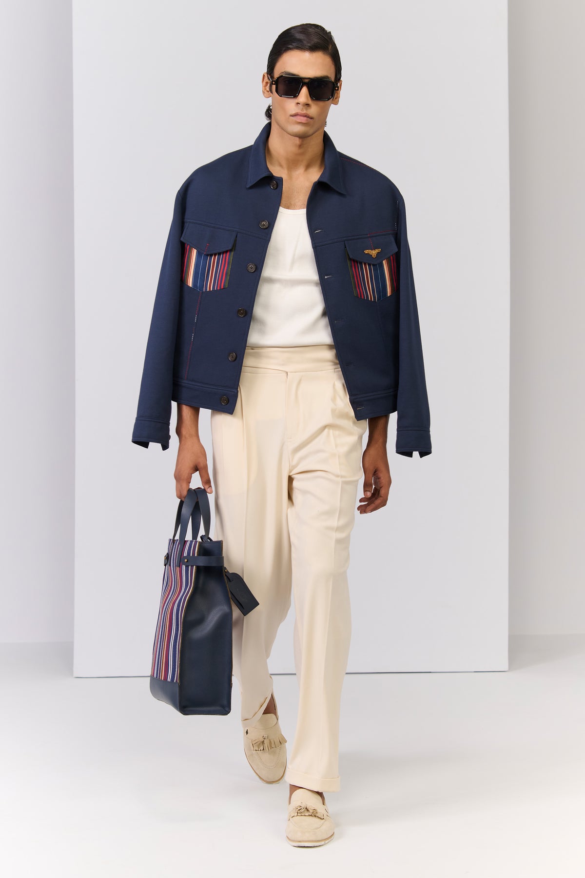 Navy Layering with Printed Pocket