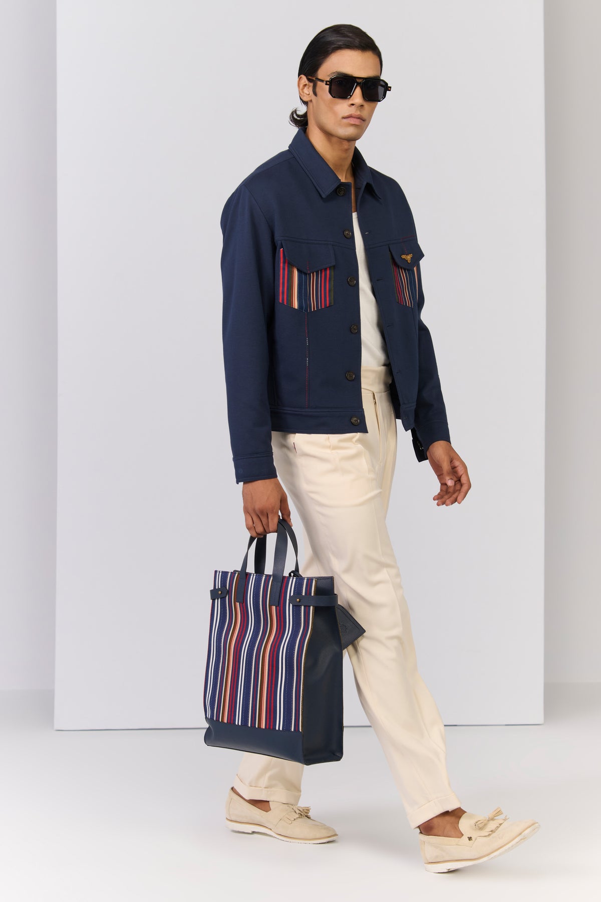 Navy Layering with Printed Pocket