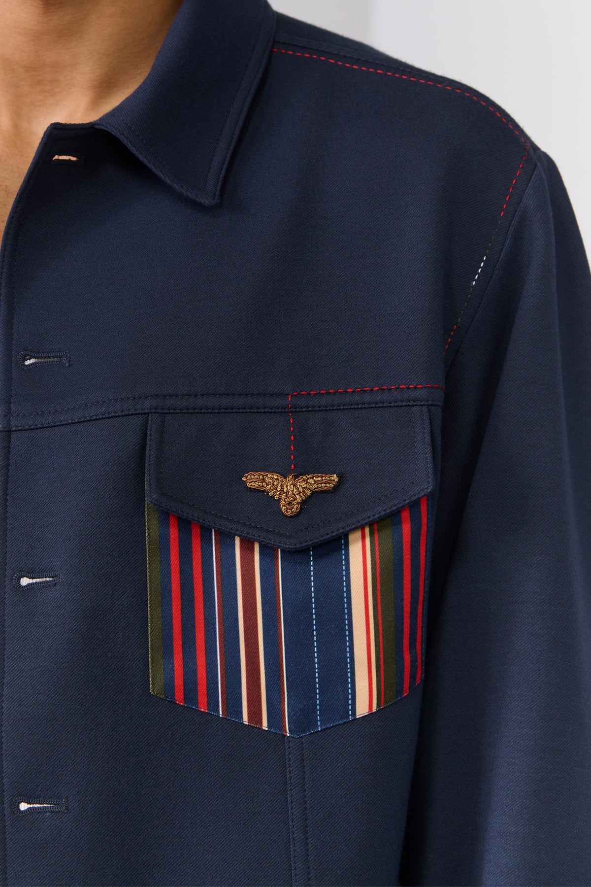 Navy Layering with Printed Pocket