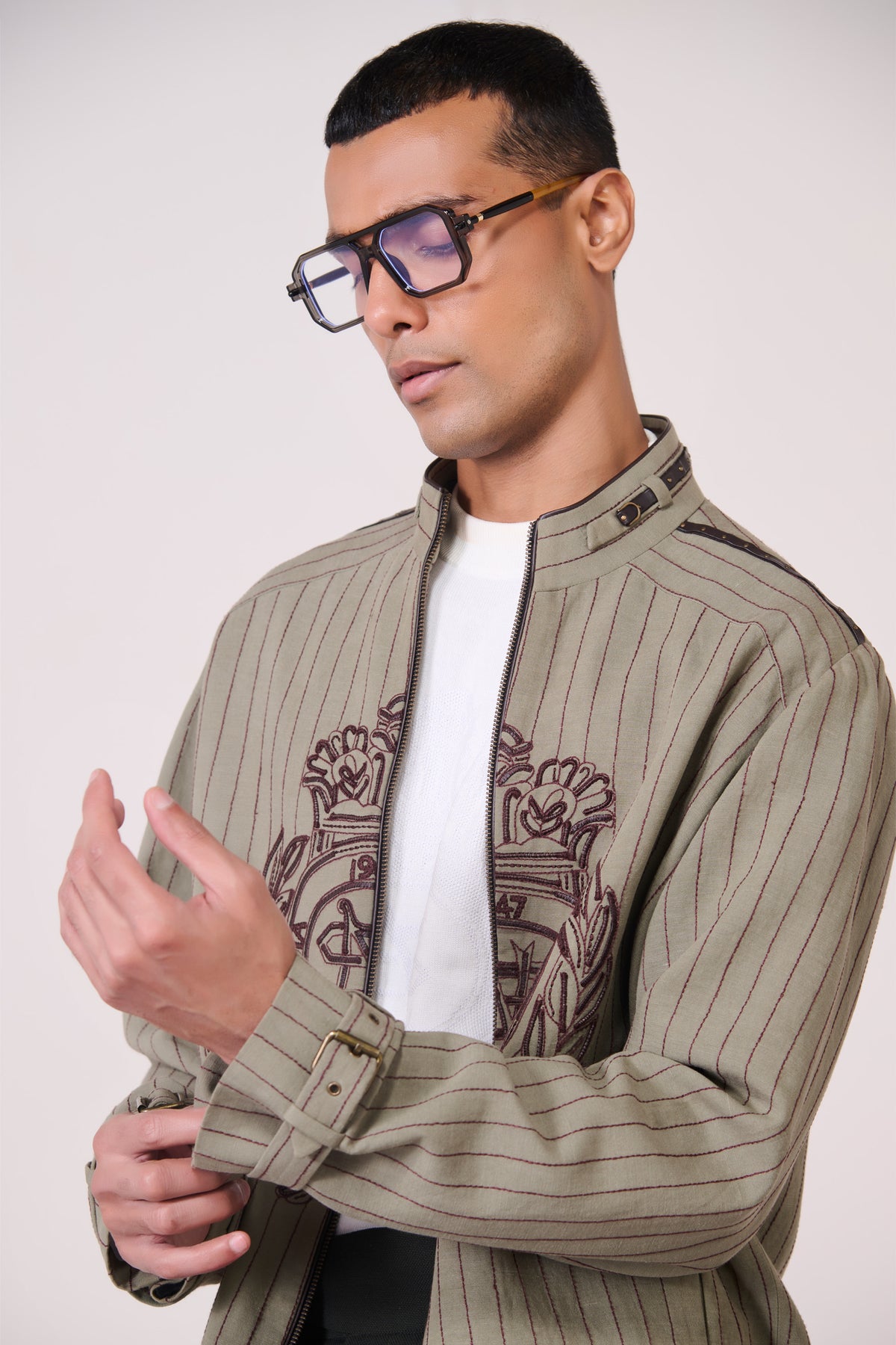 Olive Textured Threadwork Layer
