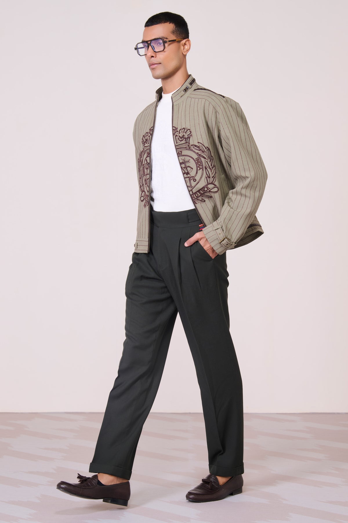 Olive Textured Threadwork Layer