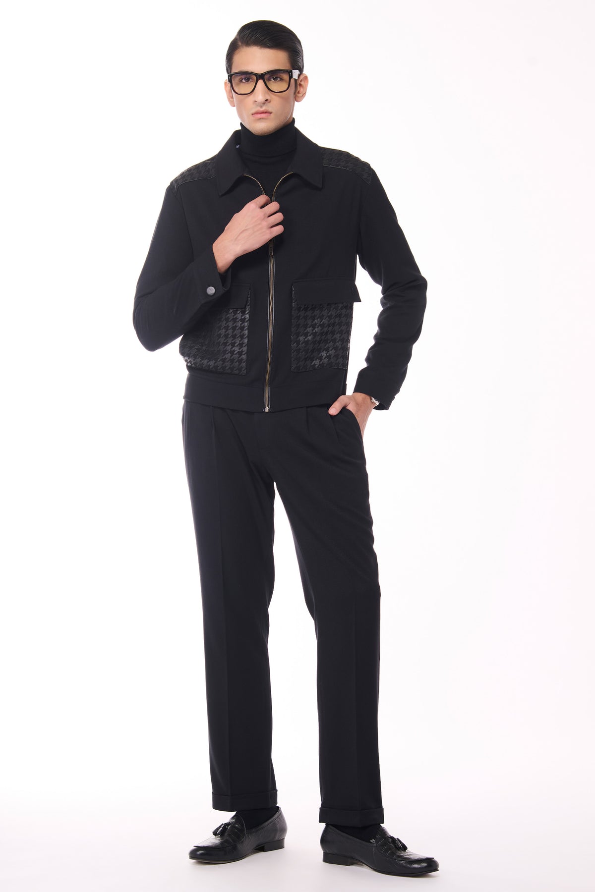 Black Layering with Houndstooth Detail